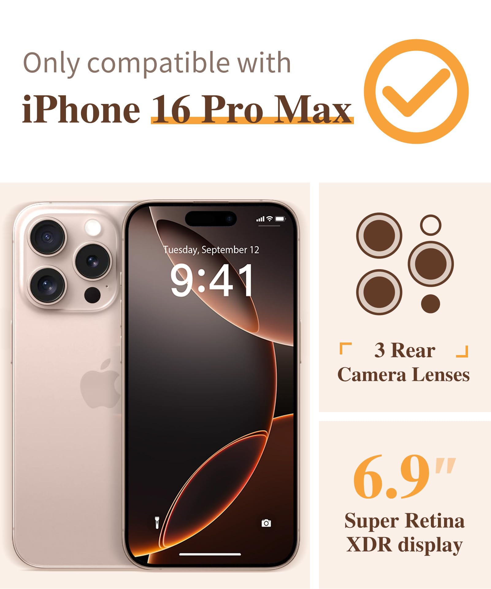 Gviewin For Iphone 16 Pro Max Case With Screen Protector & Camera Lens Protector, [Military Grade Protection] Clear Shockproof S