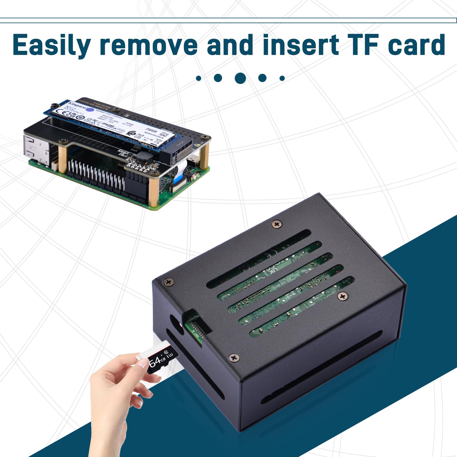 Geeekpi Metal Case With N04 Pcie M.2 Key M Nvme Ssd Pcie Peripheral Board For Raspberry Pi 5