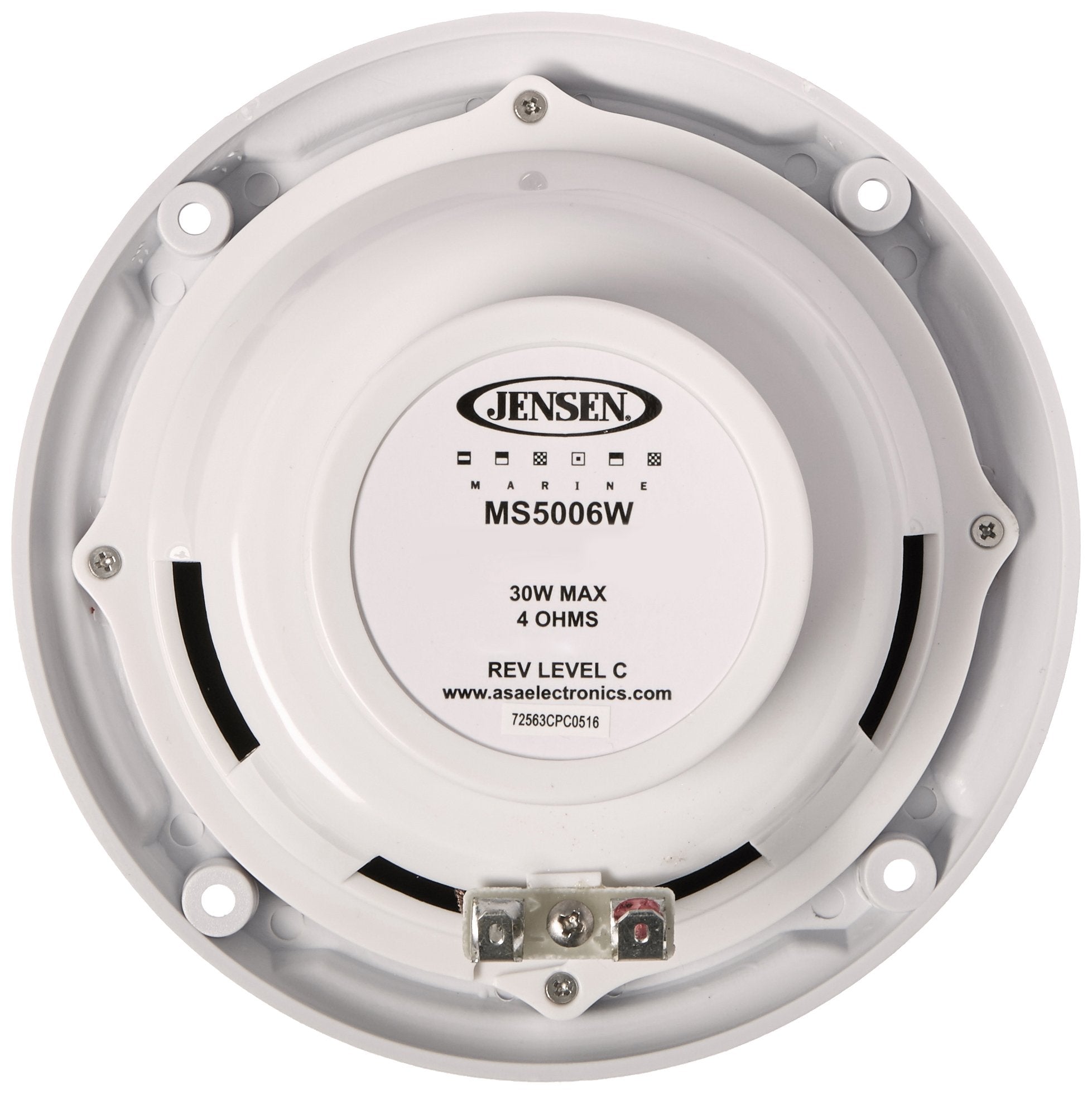 Jensen Ms5006Wr Dual Cone Waterproof 5.25'' Speaker, White, 30 Watts Max Power Handling, Sensitivity 86Db, Frequency Response 79