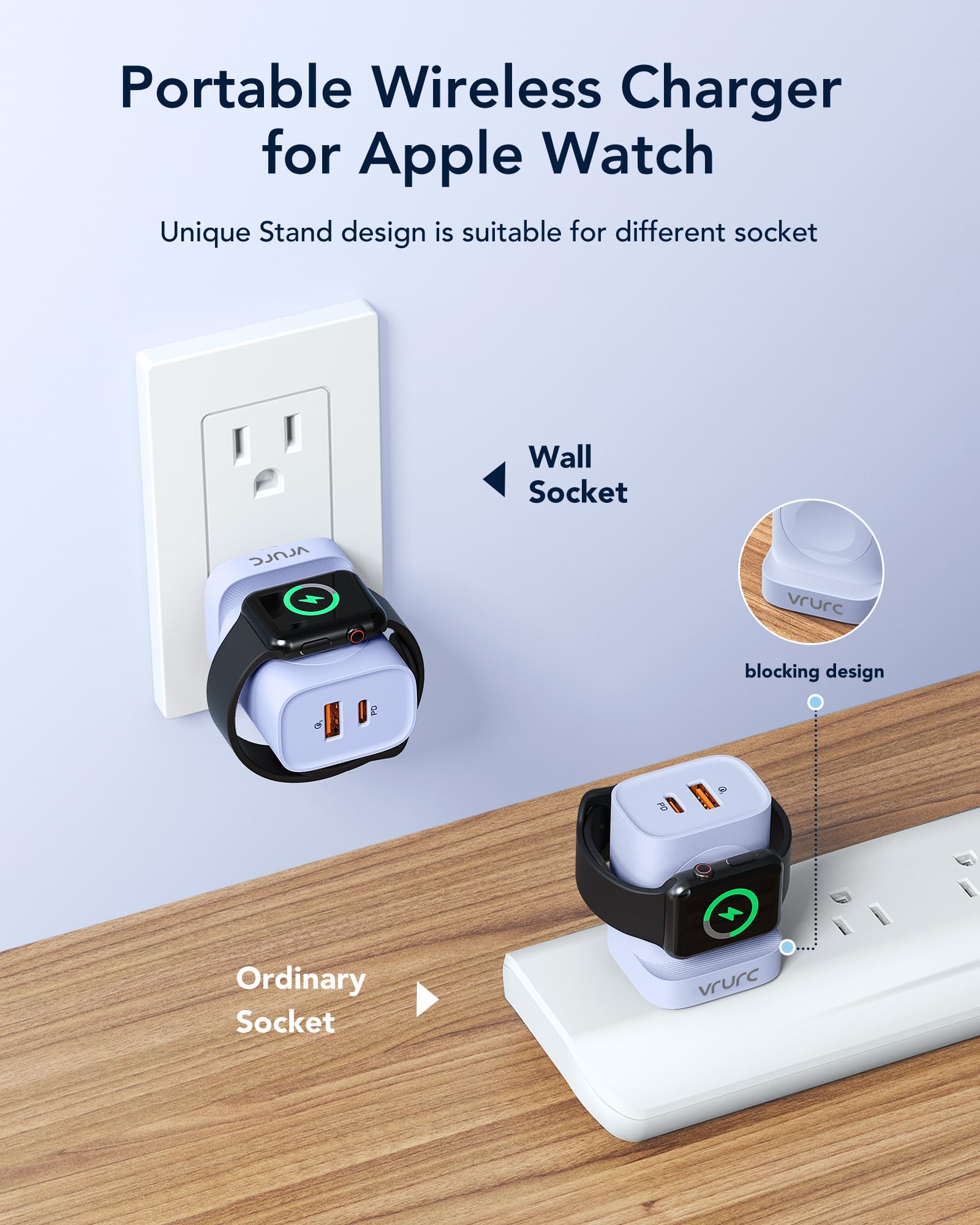 Vrurc For Apple Watch Charger, 20W Pd 3 In 1 Charger With Magnetic Wireless Charging And Dual Ports, Portable Usb C Wall Chargin