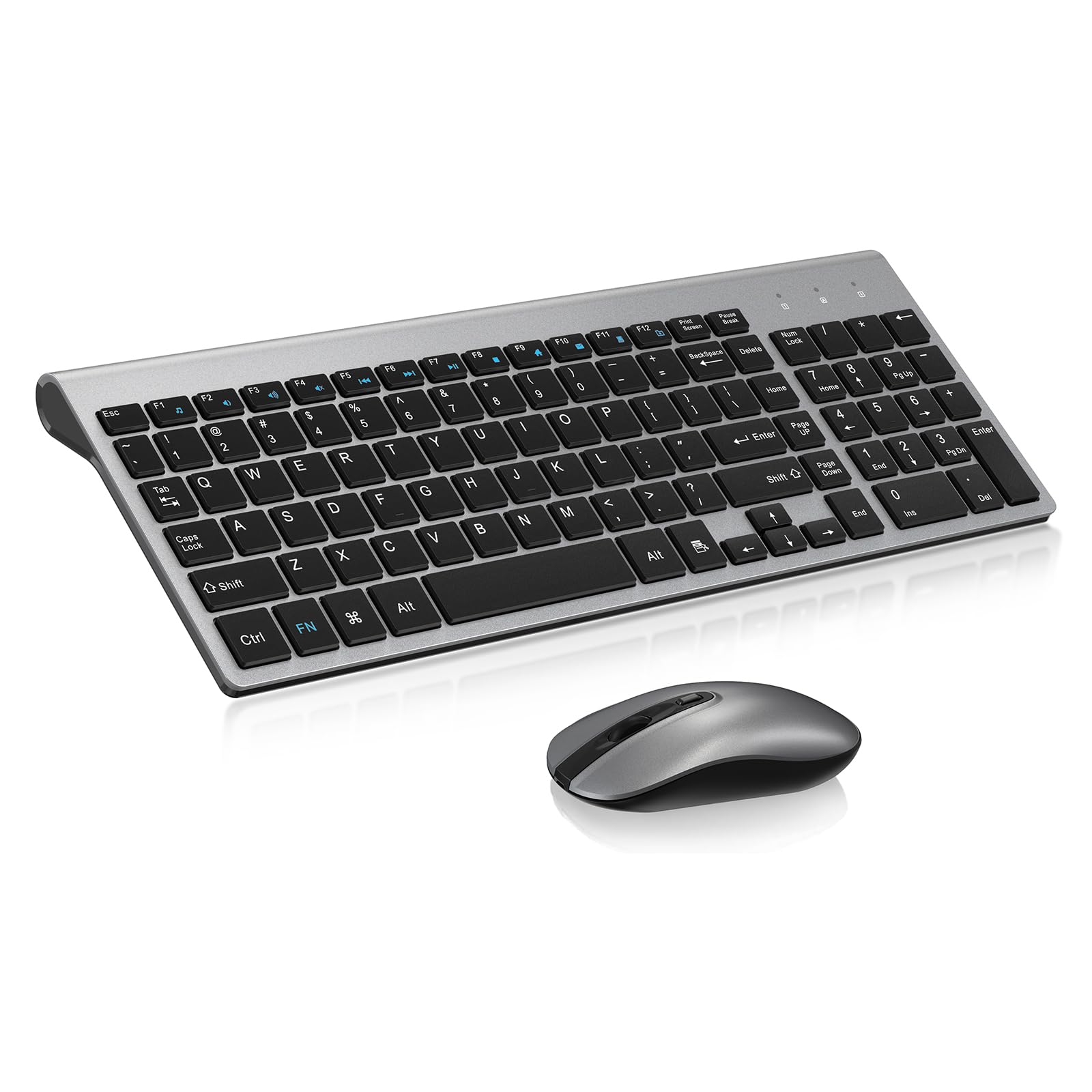 Cimetech Easytyping Kf10 Wireless Keyboard And Mouse Combo, [Silent Scissor Switch Keys][Labor Saving Keys]Ultra Slim Wireless Computer Keyboard And Mouse, Easy Setup For Pc/Laptop/Mac/Windows   Grey