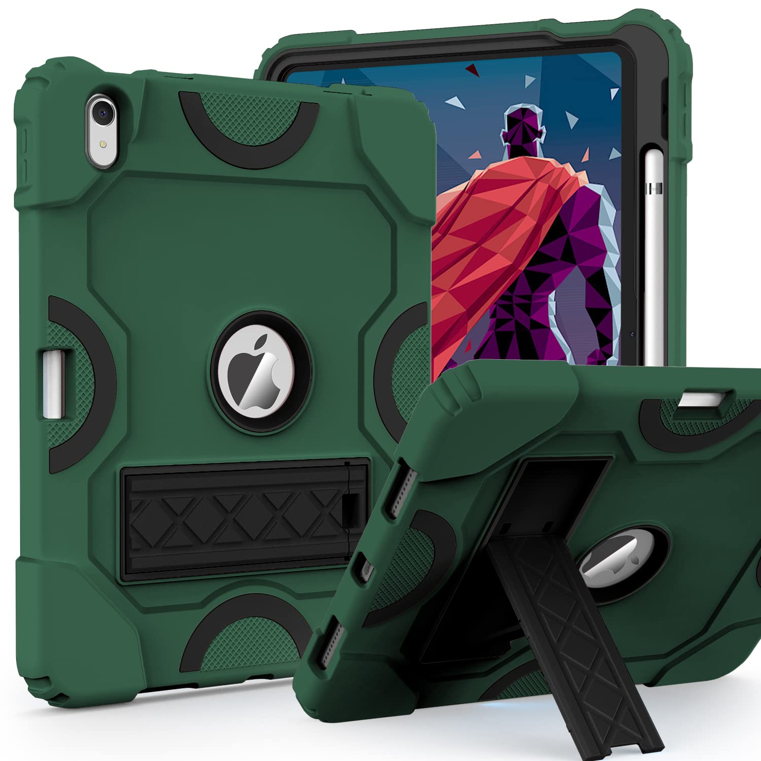 Cantis Case for iPad 10th Generation 10.9 Inch 2022, Alpine Green+Black, Shockproof Rugged Protective Cover with Kickstand & Pen