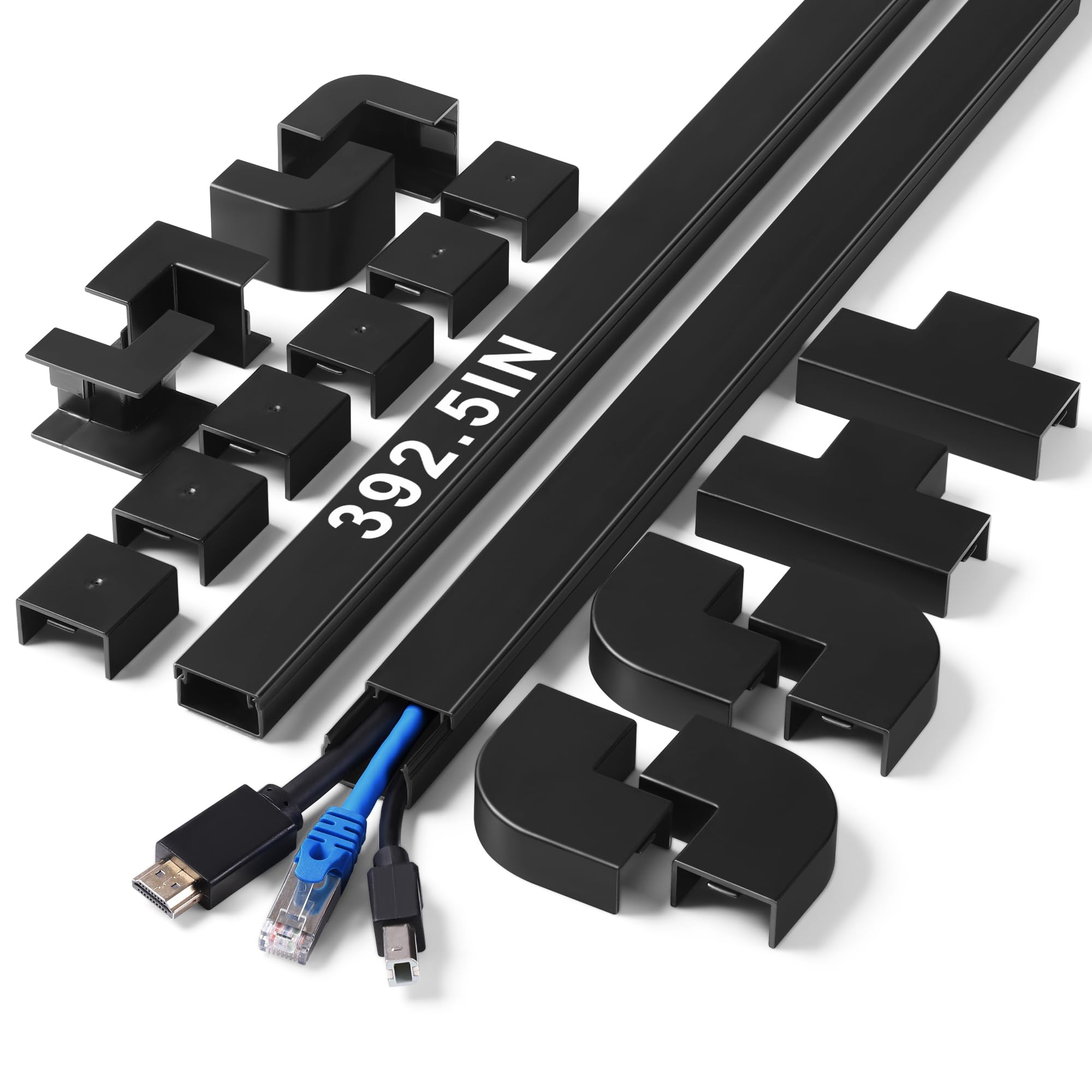 Lzeoy 392.5In Wire Covers For Cords Kit Black Cord Cover Wall, Wire Hiders For Tv On Wall, Tv Cable Hider Wall Kit For Wire Cove