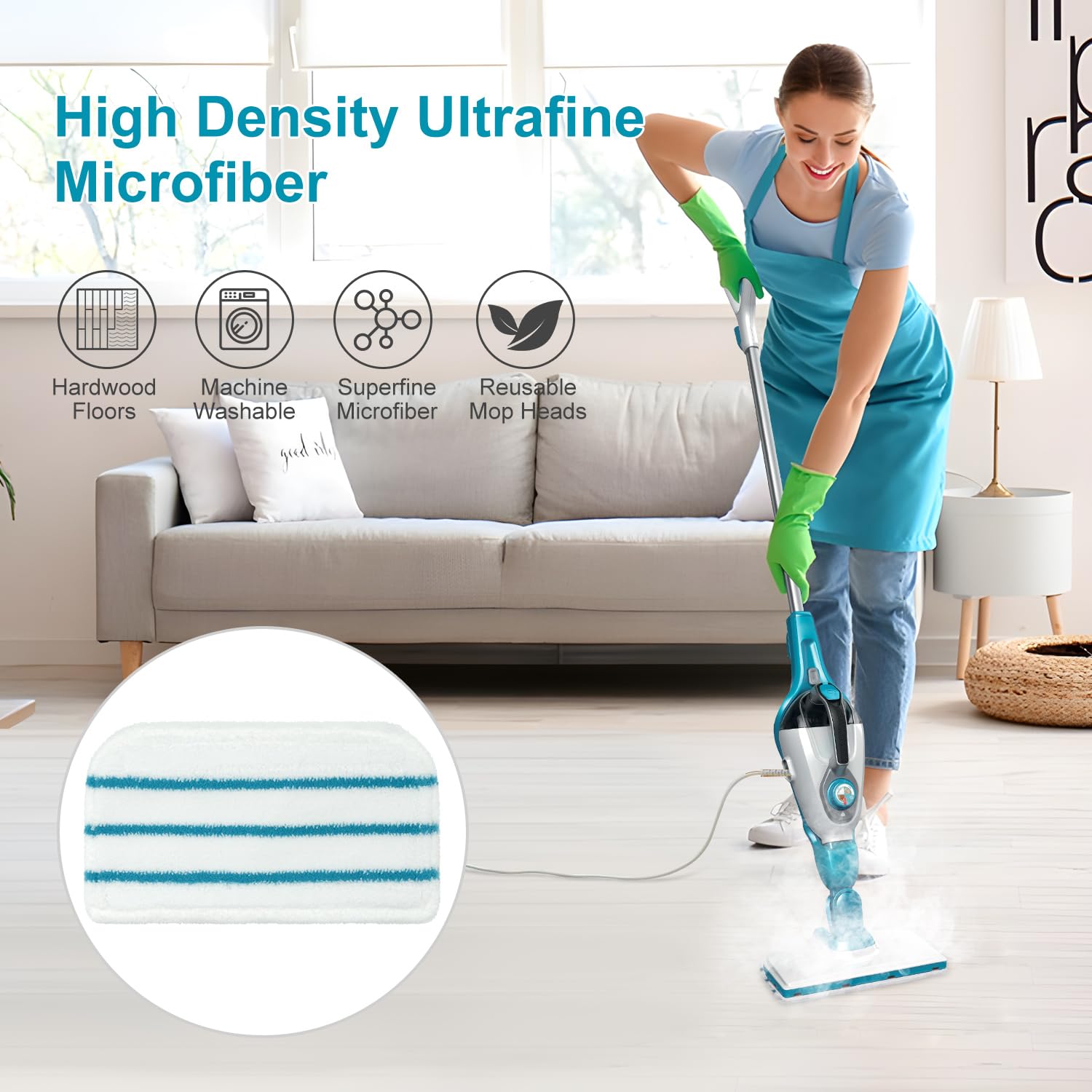 8 Pack Steam Mop Pads Replacement Compatible With Black+Decker Steam Mop Sm1600, Sm1610, Sm1620, Hsm13E1, Hsmc1300Fx, Hsmc1321,