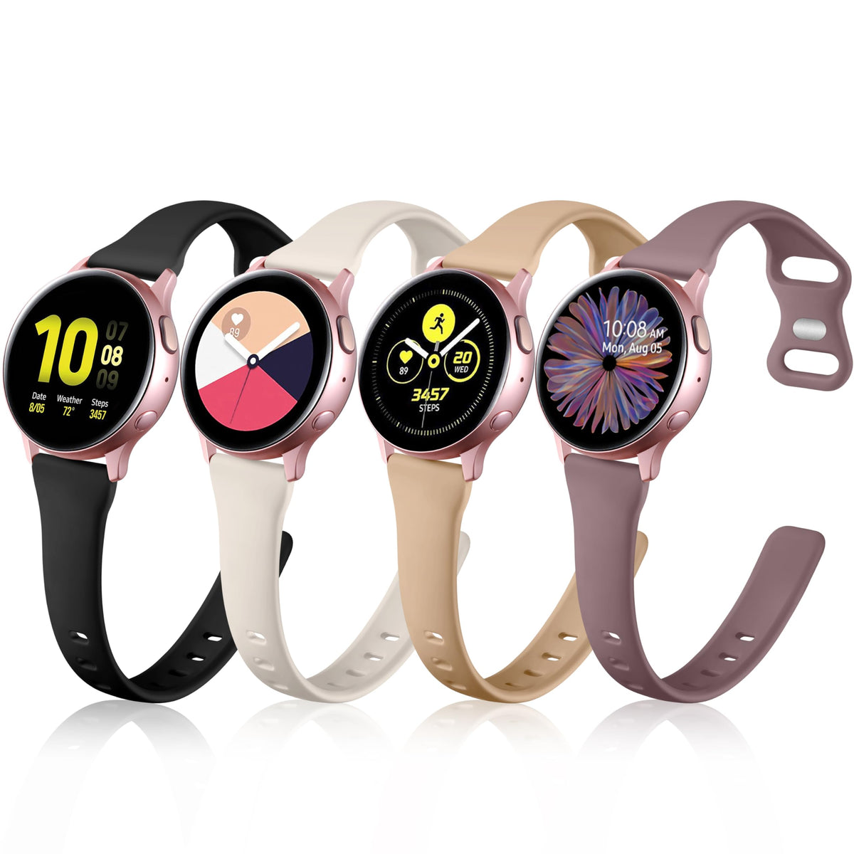Geak 4 Pack Slim Strap Compatible With Samsung Galaxy Watch 7 6 5 4 Band 40Mm 44Mm/Galaxy Watch 6 Classic Bands 43Mm 47Mm, 20Mm
