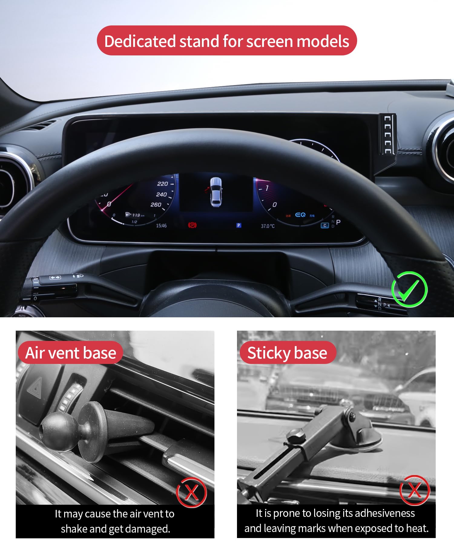 Masergogo Wireless Charging Car Phone Holder For Mercedes Benz Glc-Class 2023-2025/C-Class 2022-2025 Accessories 12.3 Inch Scree