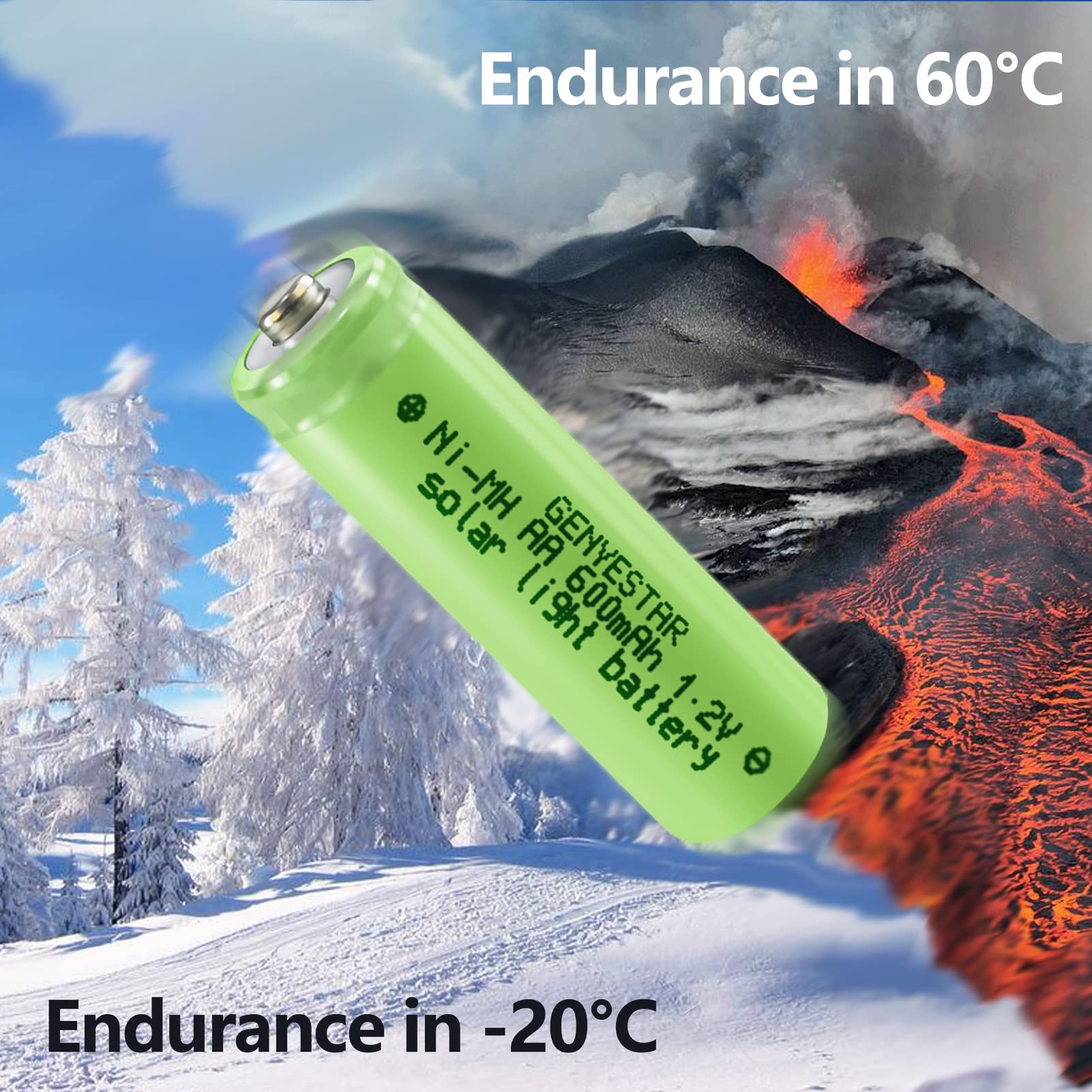 Genyestar Aa Rechargeable Batteries Nimh 1.2V 600Mah Double A Battery Pre-Charged For Solar Garden Lawn Landscaping Lights Lante