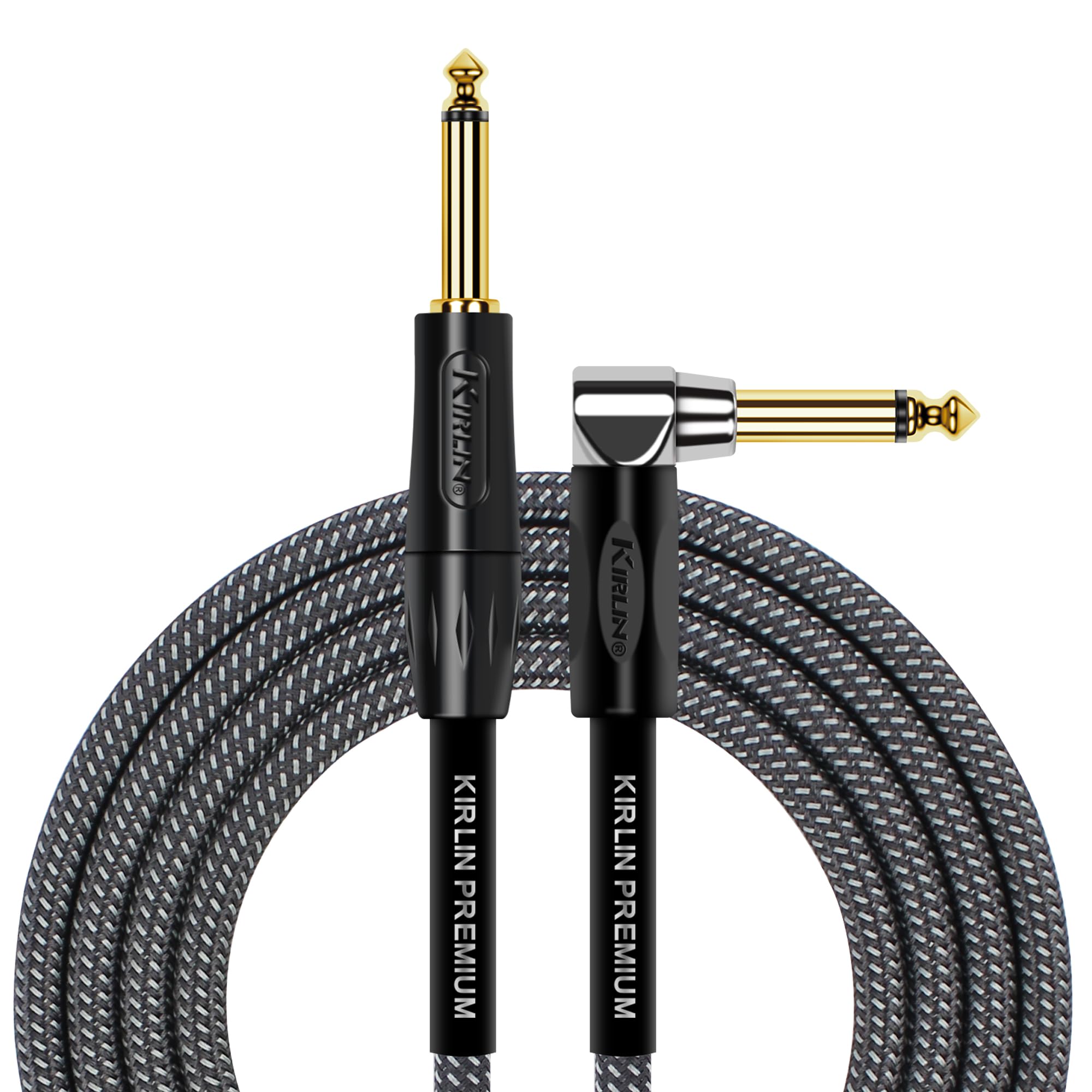 Kirlin Cable Iwb 202Bfgl 20/Ca 20 Feet Premium Plus Instrument Cable, Carbon Gray Woven Jacket