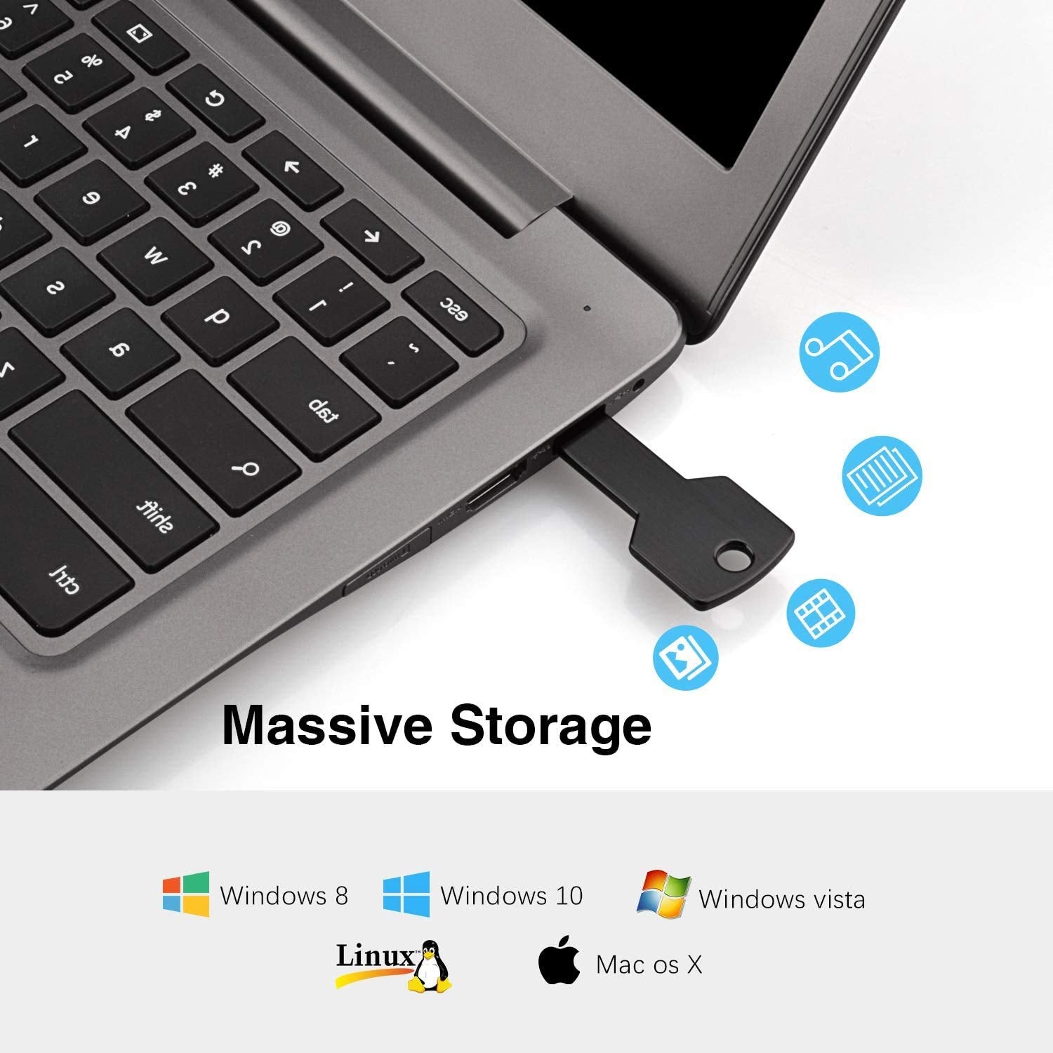 Usb Flash Drives 5 Pack 64Gb Usb 2.0 Metal Thumb Drives K&Zz Jump Drive Memory Stick Key Shape For Students,Office,Company  Mult