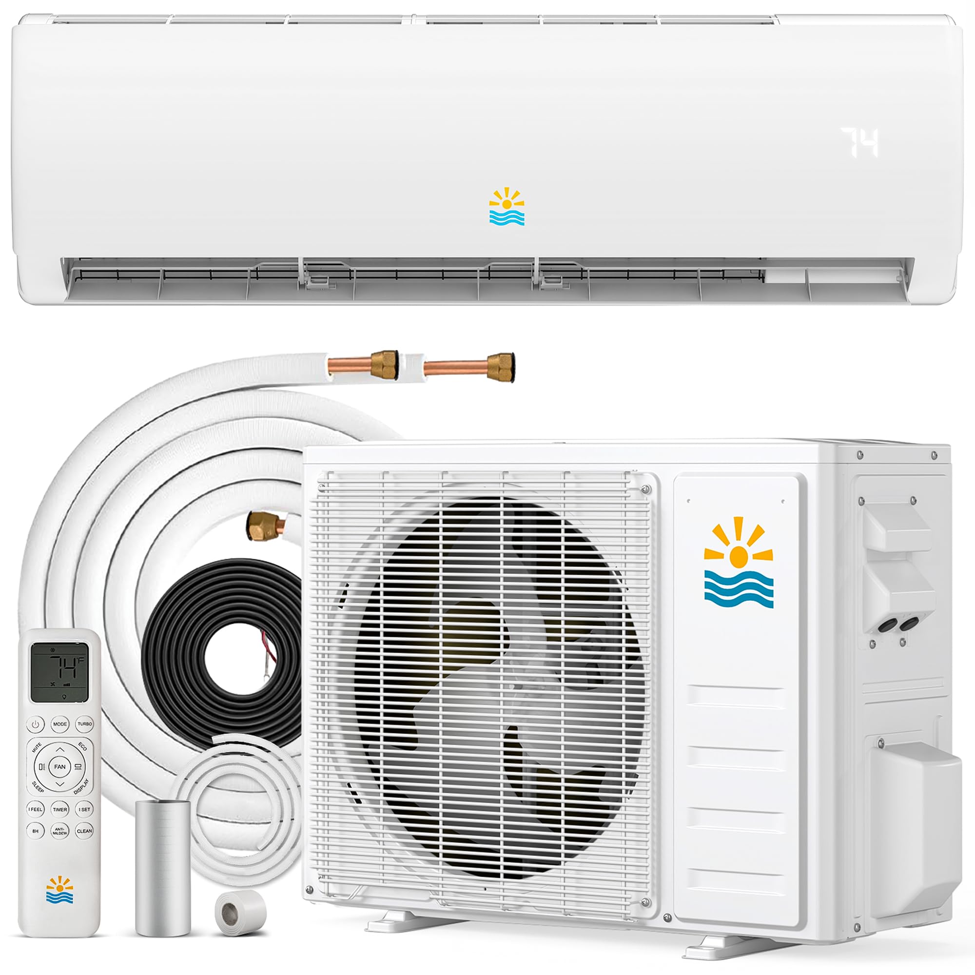 Rellytech Mini Split AC/Heating System - 11500 BTU Ductless Heat Pump Inverter Heating and Cooling, 17 SEER2 110V/115V Energy Ef
