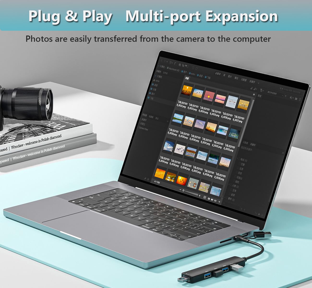 Usb 3.0 Hub With Usb C Data Port, 2 In 1 Usb Hub 5 Ports, Portable Usb Splitter For Laptop, Usb C Extender For Macbook Pro, Imac