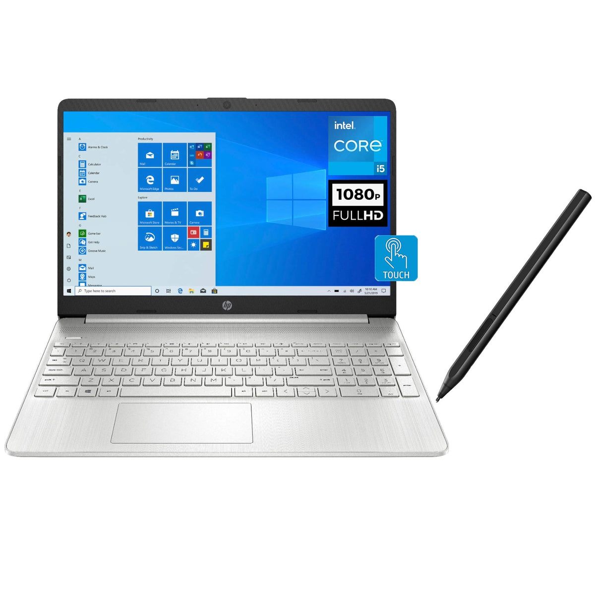 Hp 2Q1H2Ua#Aba 15.6'' Touchscreen Notebook Computer, Intel Core I3 1115G4 3.0Ghz, 8Gb Ram, 256Gb Ssd, Window 10 Home, Natural Si
