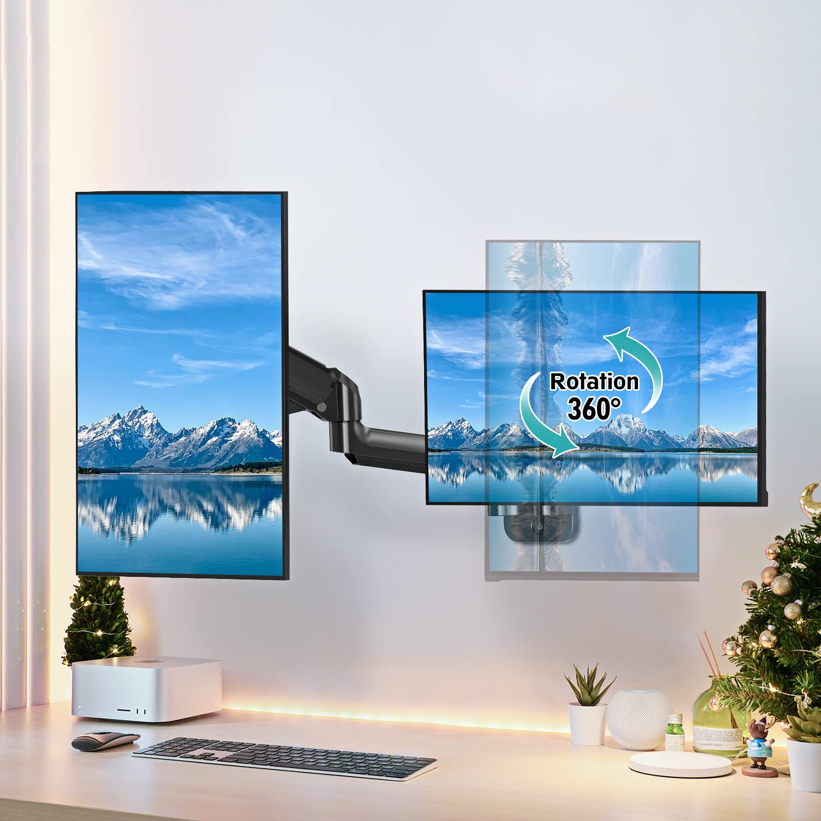 Ergofocus Dual Monitor Wall Mount For 13 To 32 Inch Computer Screens, Monitor Mounts For 2 Monitors Holds Up To 19.8Lbs Each,Ful