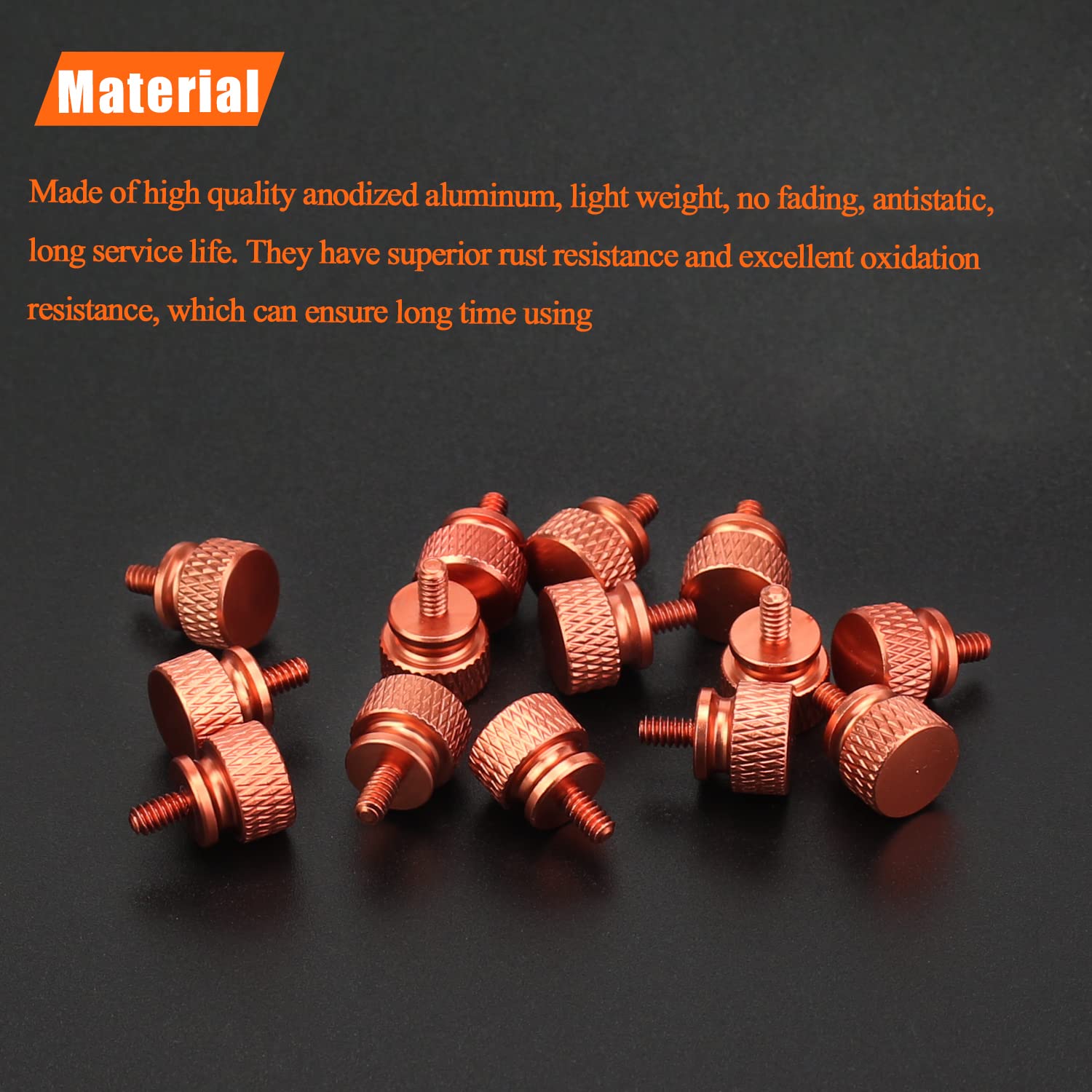 Helifouner 10 Pieces 6 32 Thread, Orange Color Anodized Aluminum Computer Case Thumbscrews, Thumb Screws For Computer Case/Cover