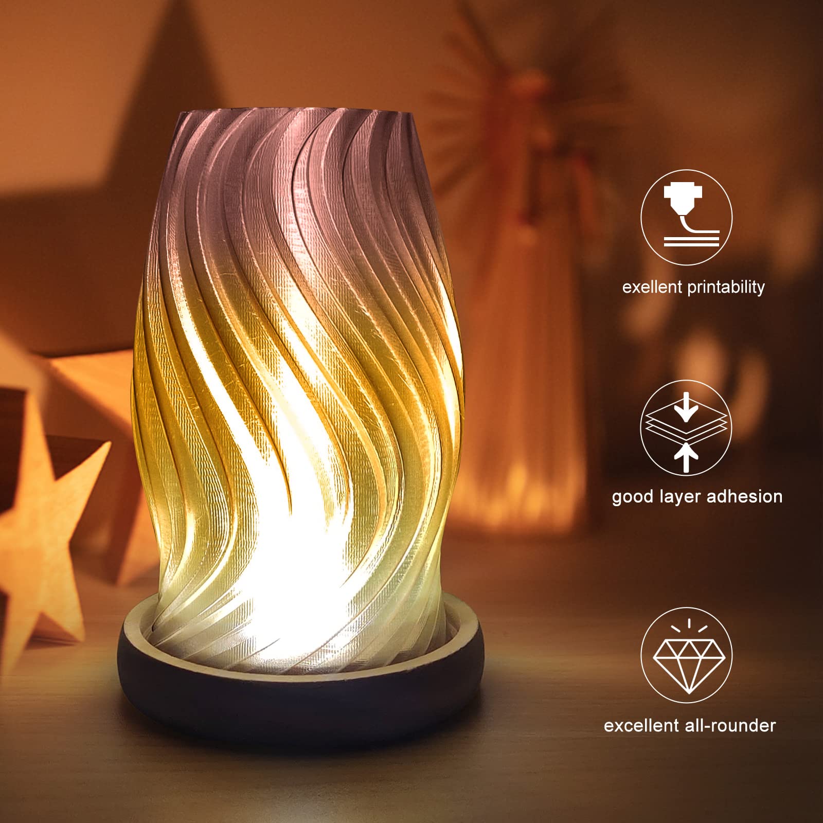 Isanghu Gradient Transparent Petg 3D Printer Filament 1.75Mm, Multicolor Changing 3D Printing Filament With Light Transmission F