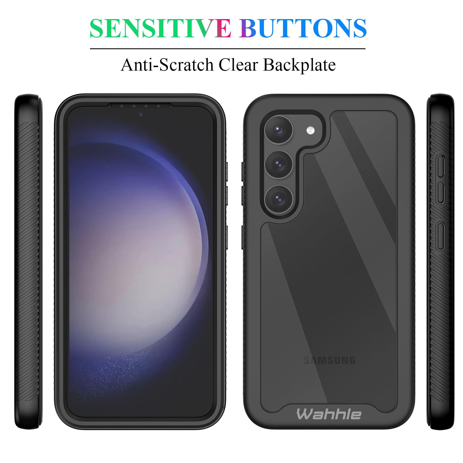 Wahhle Compatible With Samsung Galaxy S23 Case, Built In Screen Protector Full Body Shockproof Slim Fit Bumper Protective Phone