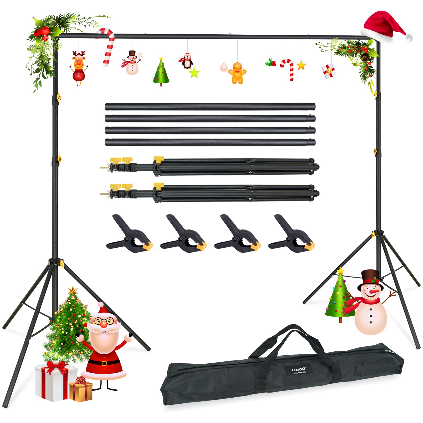 Linco Lincostore Backdrop Support Stand Kit 10X6.5Ft Adjustable Photography Studio Photo Background Support System With Carrying