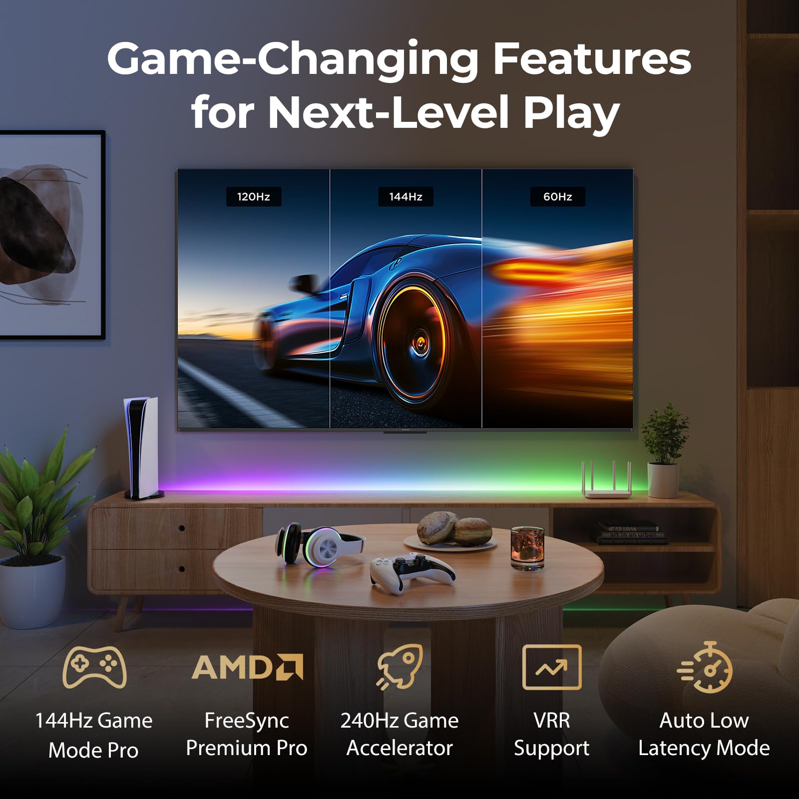 Iffalcon 55-Inch Class U85 Series Qd-Mini Led 4K Uhd Google Smart Tv - Qled, Hdr 1000 Nits, 6000:1 Contrast, 144Hz Game Mode Pro