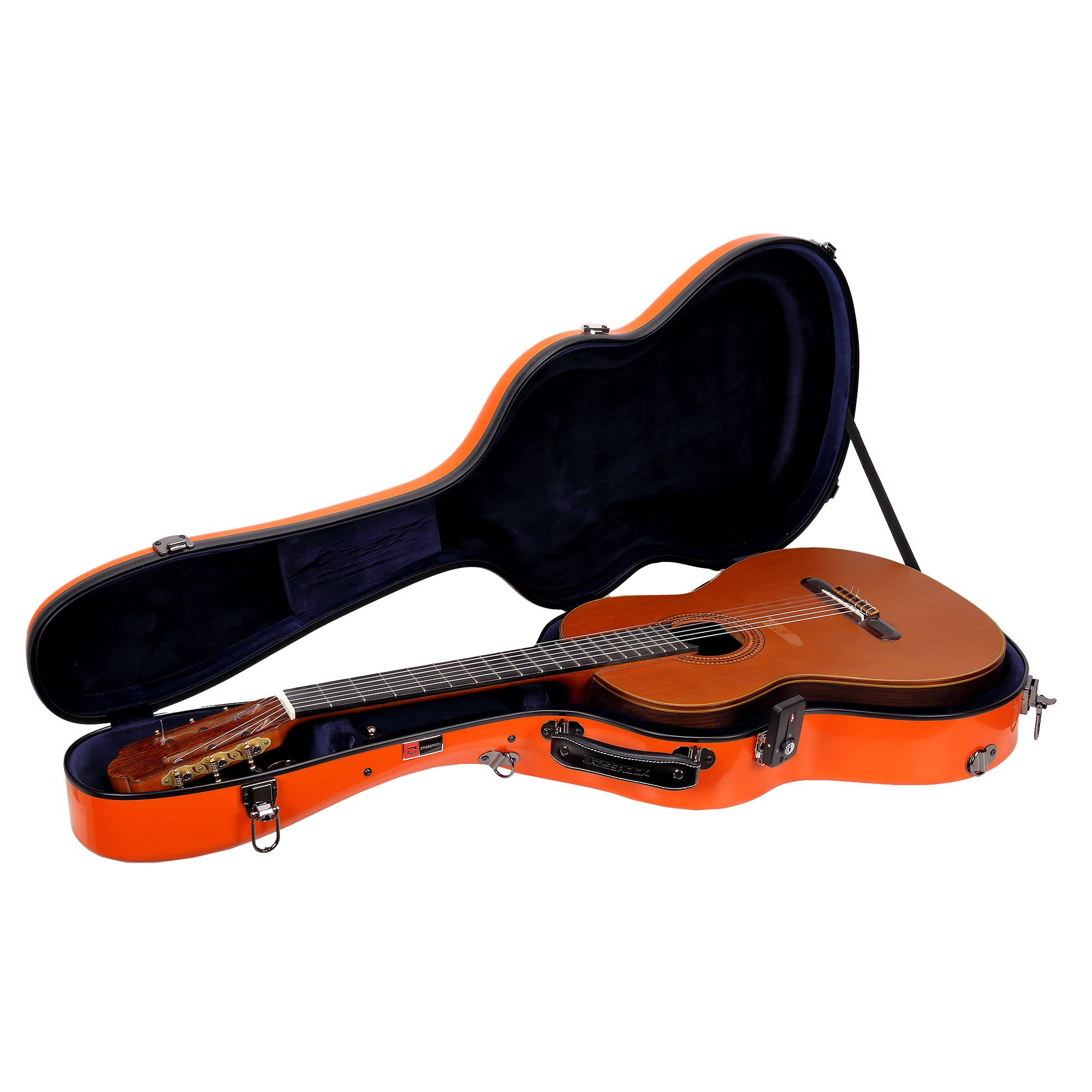 Crossrock Deluxe Fiberglass Classical Guitar Case, 4/4 Full Size-Tsa Lock, Orange (Crf2020Cor)
