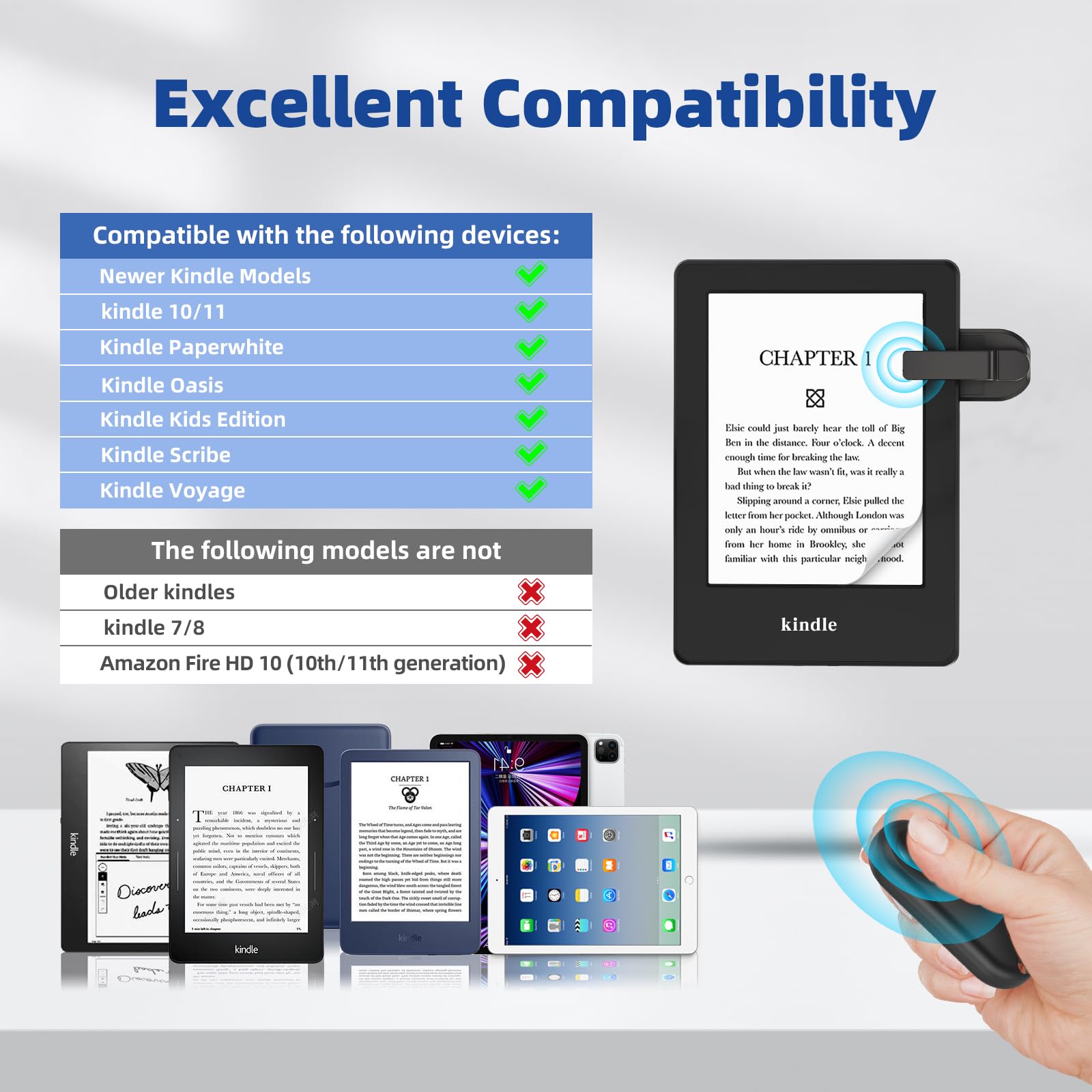 Datafy Page Turner For Kindle Remote Control Page Turner Clicker For Kindle Paperwhite Oasis Kobo Ereaders Reading Novels Kindle