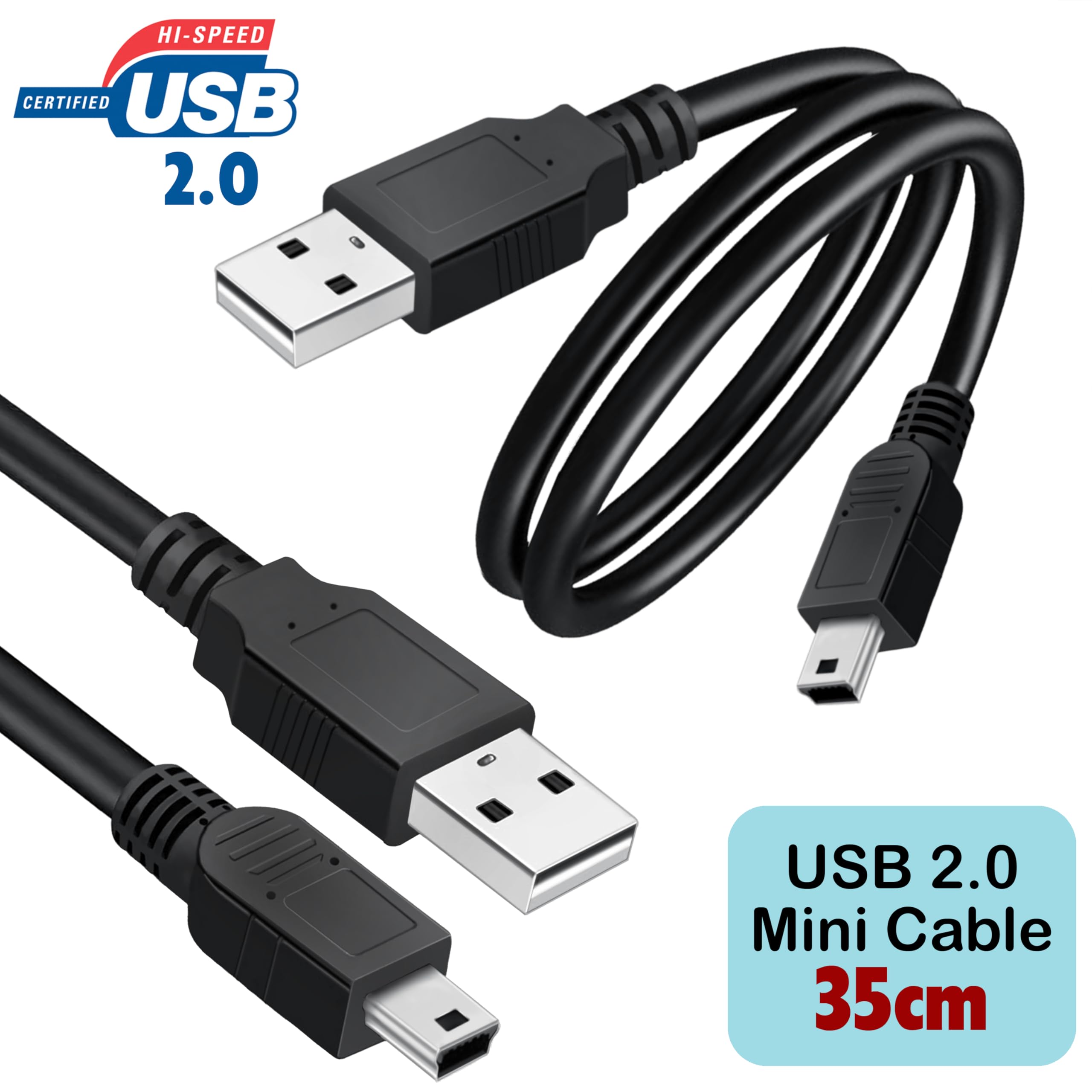 Saitech It 5 Pack Usb 2.0 A To Mini 5 Pin B Cable For External Hdds/Camera/Card Readers/Mp3 Player Black  35Cm(1 Feet)
