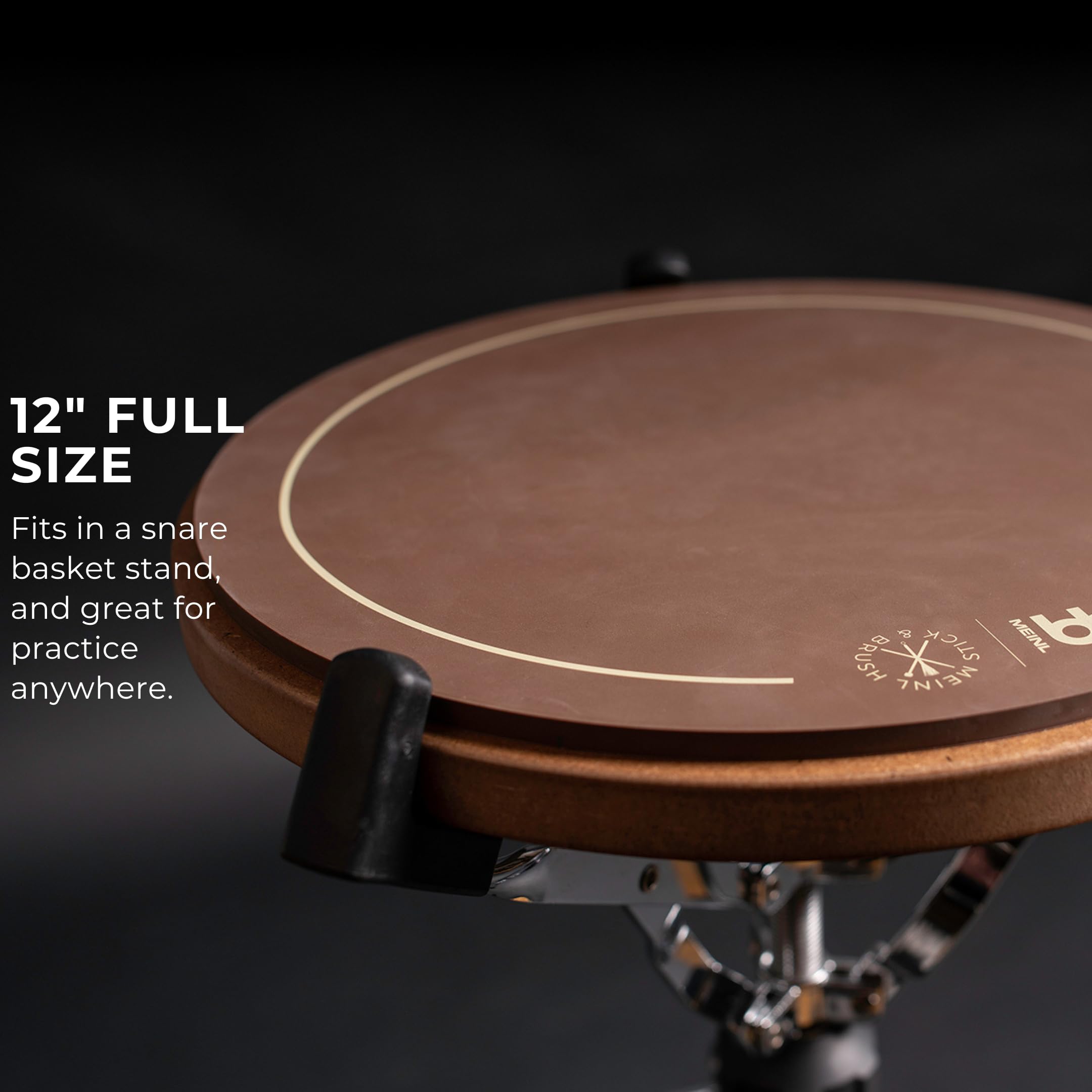 Meinl Stick & Brush 12'' Drum Practice Pad, Rubber   Medium Rebound And Controlled Volume For Speed, Power And Precision (Sb509)