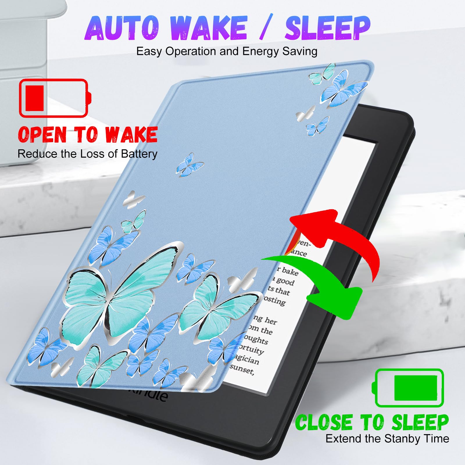 Uppuppy For Kindle Paperwhite 11Th Generation Case 6.8 Inch 2021 / Paperwhite Signature Edition Cute Women Girls Butterfly Teen