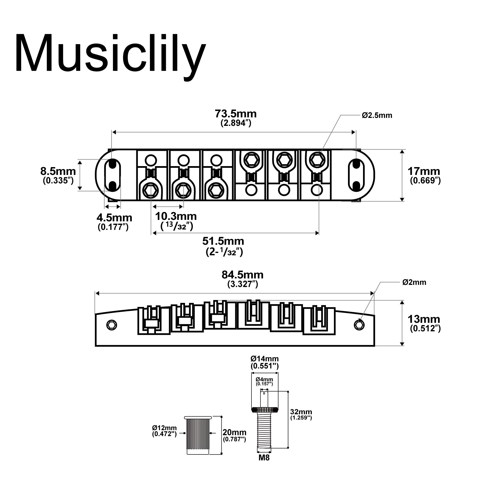 Musiclily 51.5Mm Guitar Locking Roller Bridge Tune O Matic Bridge For Epiphone Les Paul Sg Style Electric Guitar,Chrome