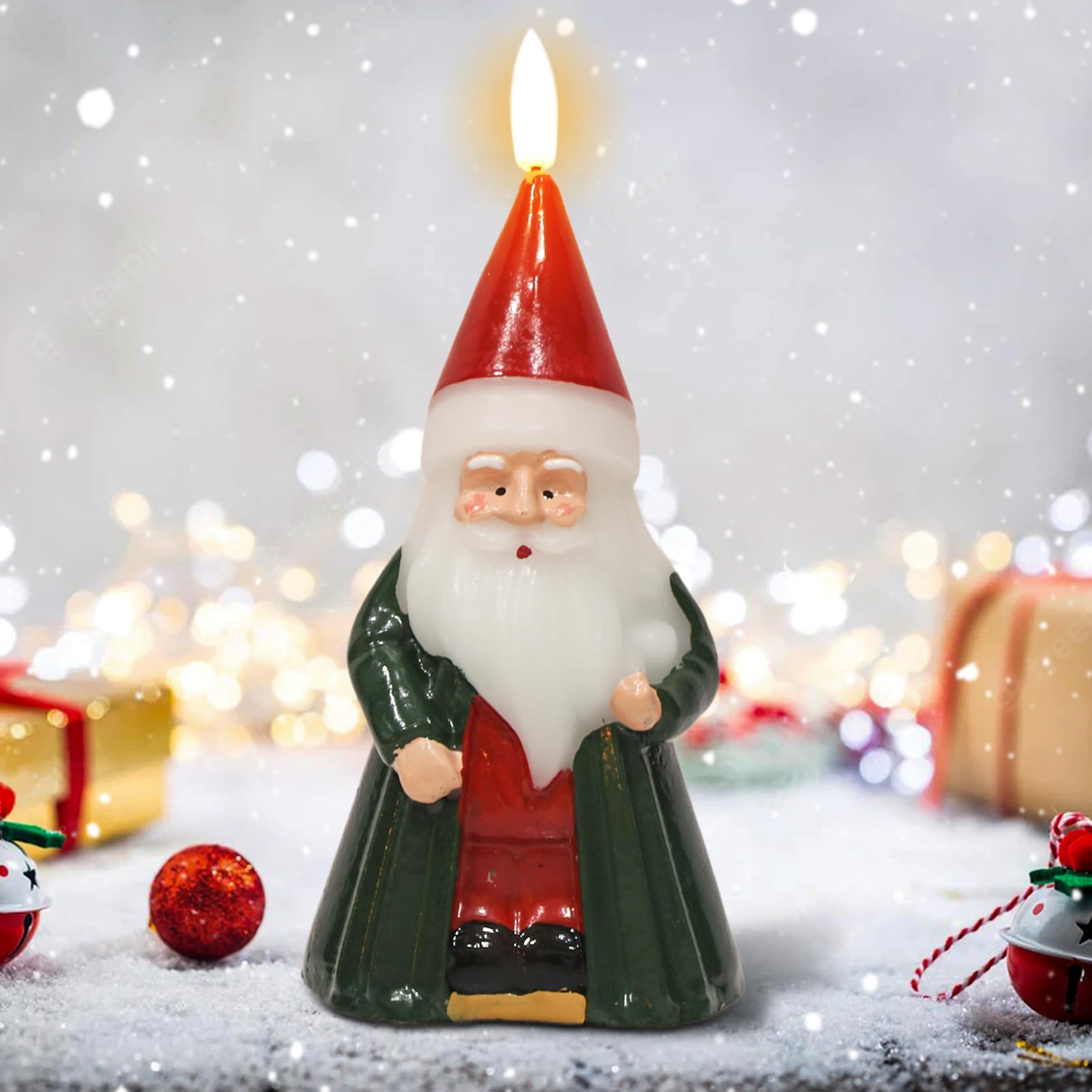 DRomance Santa Flameless Flickering Candle Battery Operated with 6 Hour Timer Real Wax Hand-Painted LED Pillar Candle 3D Wick In