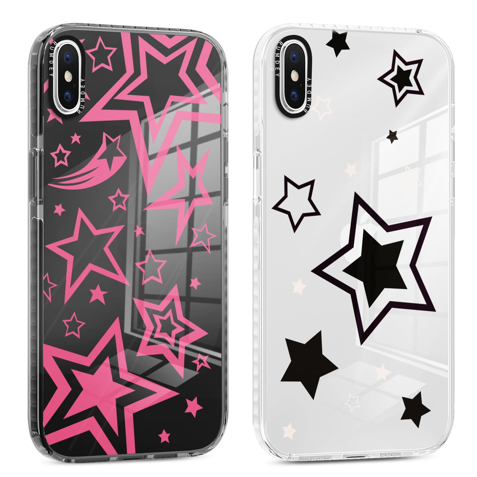 Rumdey 2 Pack Cute Stars Phone Case For Apple Iphone X/Xs 5.8 Inches, Soft Slim Fashion Protective Phone Cover For Women Girly,