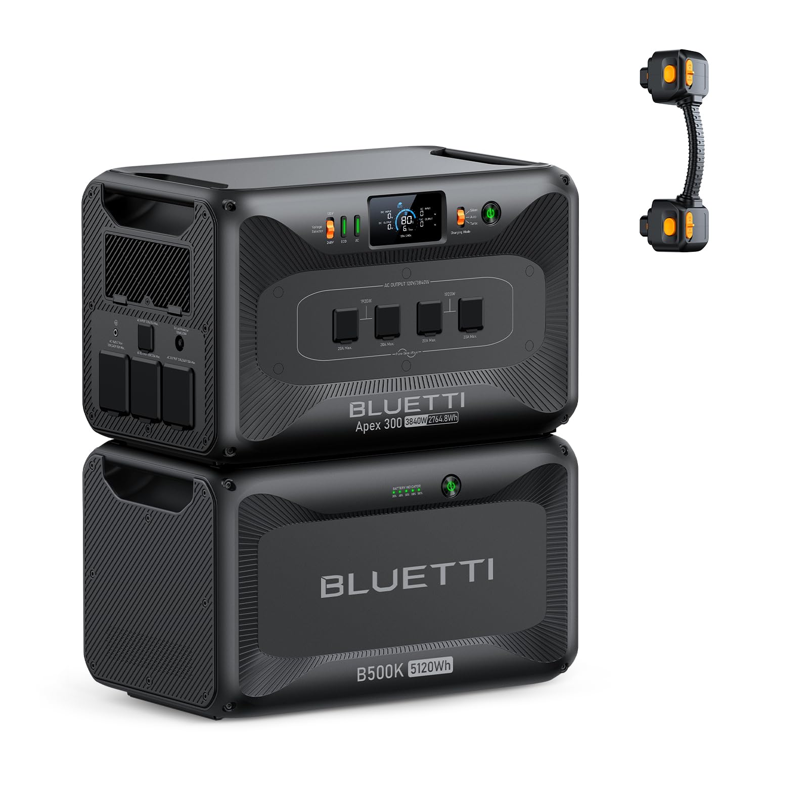 BLUETTI Apex 300 Portable Power Station & B500K Expansion Battery, 7884.8Wh LFP Battery Backup with 6 3840W AC Outlets (7680W Su