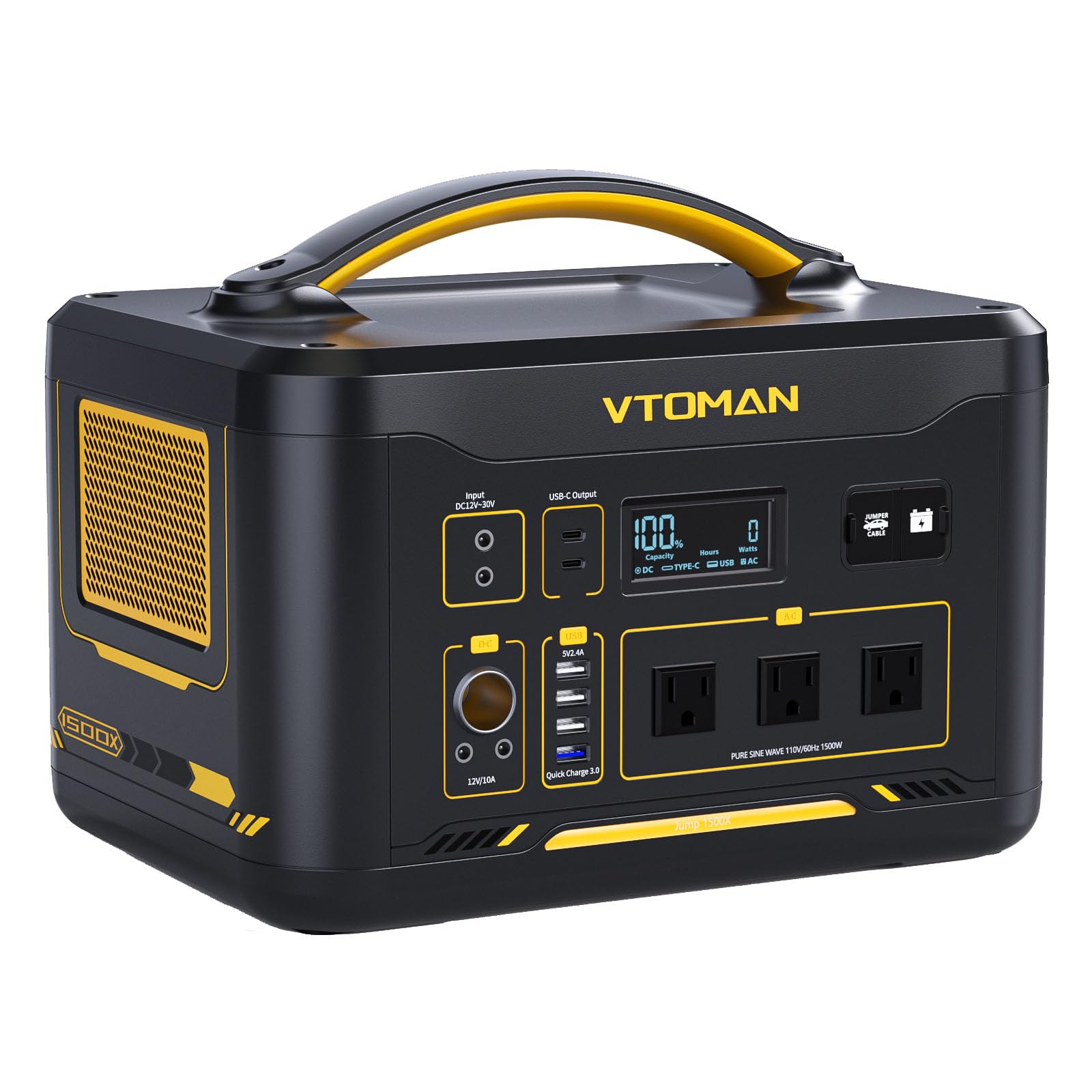 Vtoman Jump 1500X 1500W Portable Power Station With 220W Panel, 828Wh Battery Powered Station For Home Backup, Blackout, Emergen