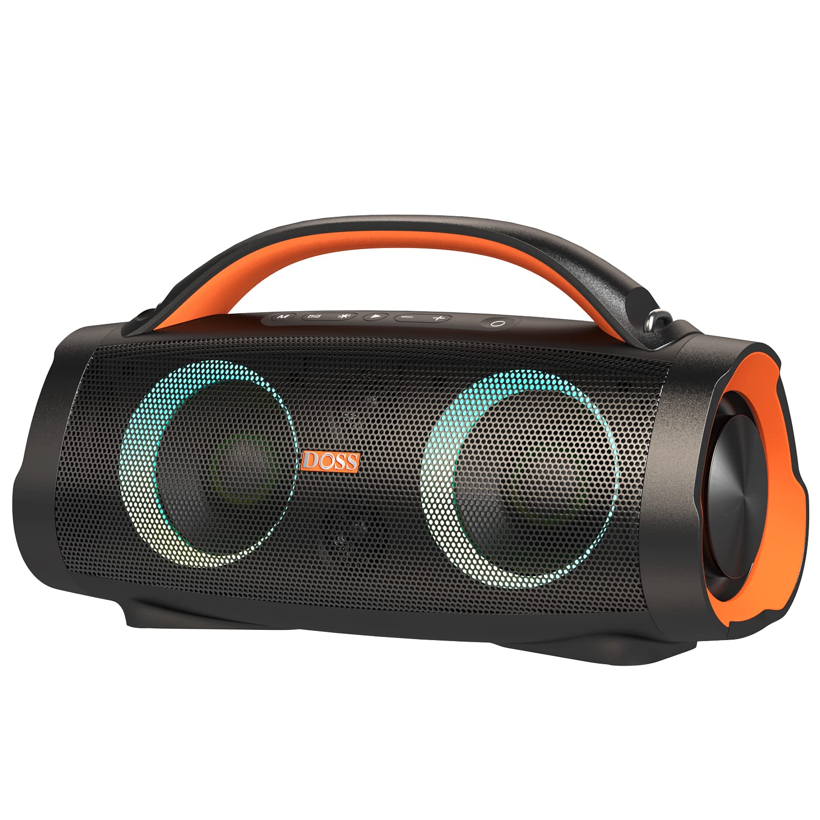 Doss Extreme Boom Pro Bluetooth Speaker With 100W Stereo Sound, Rich Bass, Ipx6 Waterproof, 20H Playtime, Power Bank, Mixed Color Light, Portable For Outdoor, Camping, Beach   Orange