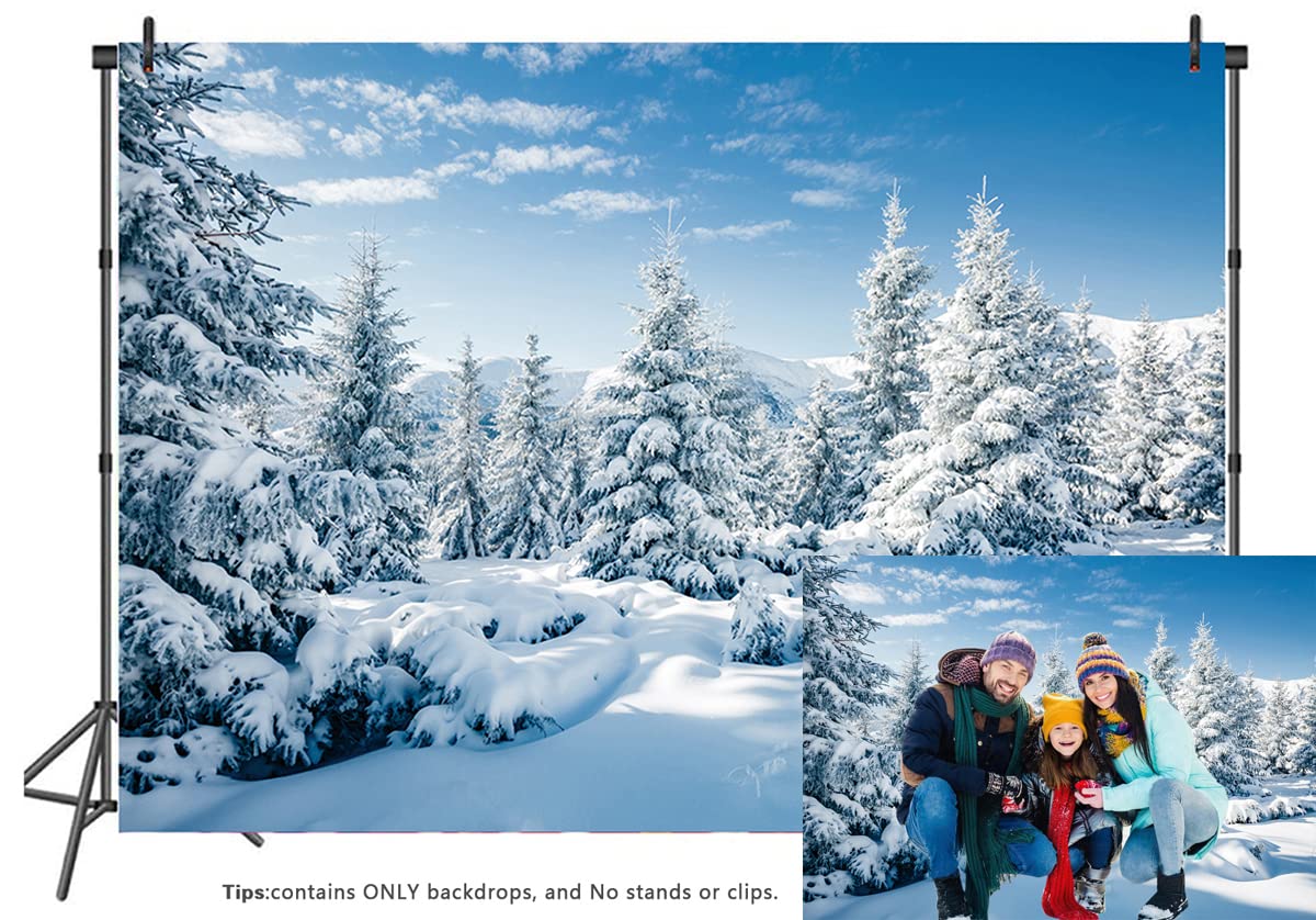 LTLYH 7x5ft Winter Snow Forest Backdrop Snowy Scene Photo Christmas Backdrops for Photography Winter Landscape Forest Ice and Sn
