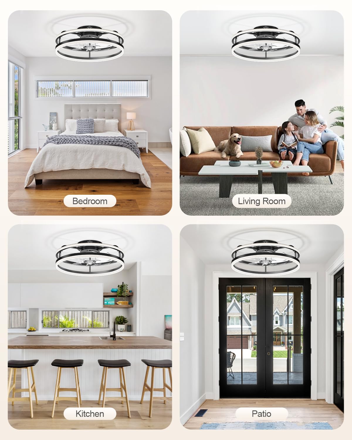 Modern Ceiling Fans With Lights And Remote, 19.7'' Fandelier Low Profile Ceiling Fans With Remote App, Flush Mount Ceiling Fan W