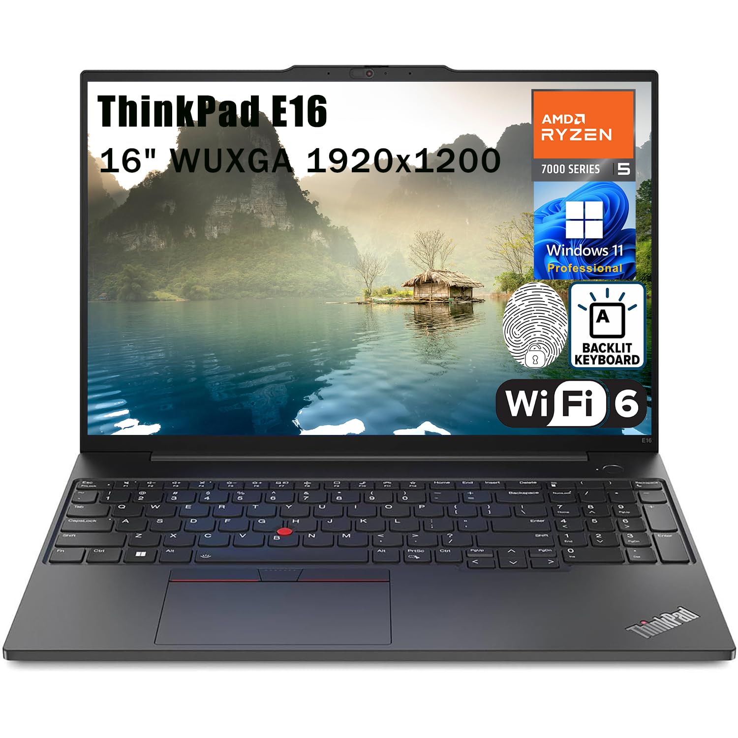 Lenovo ThinkPad E16 16 WUXGA Business Laptop Computer, AMD Hexa-Core Ryzen 5 7530U (Beat i7-1355U), 16GB DDR4 RAM, 512GB PCIe SS