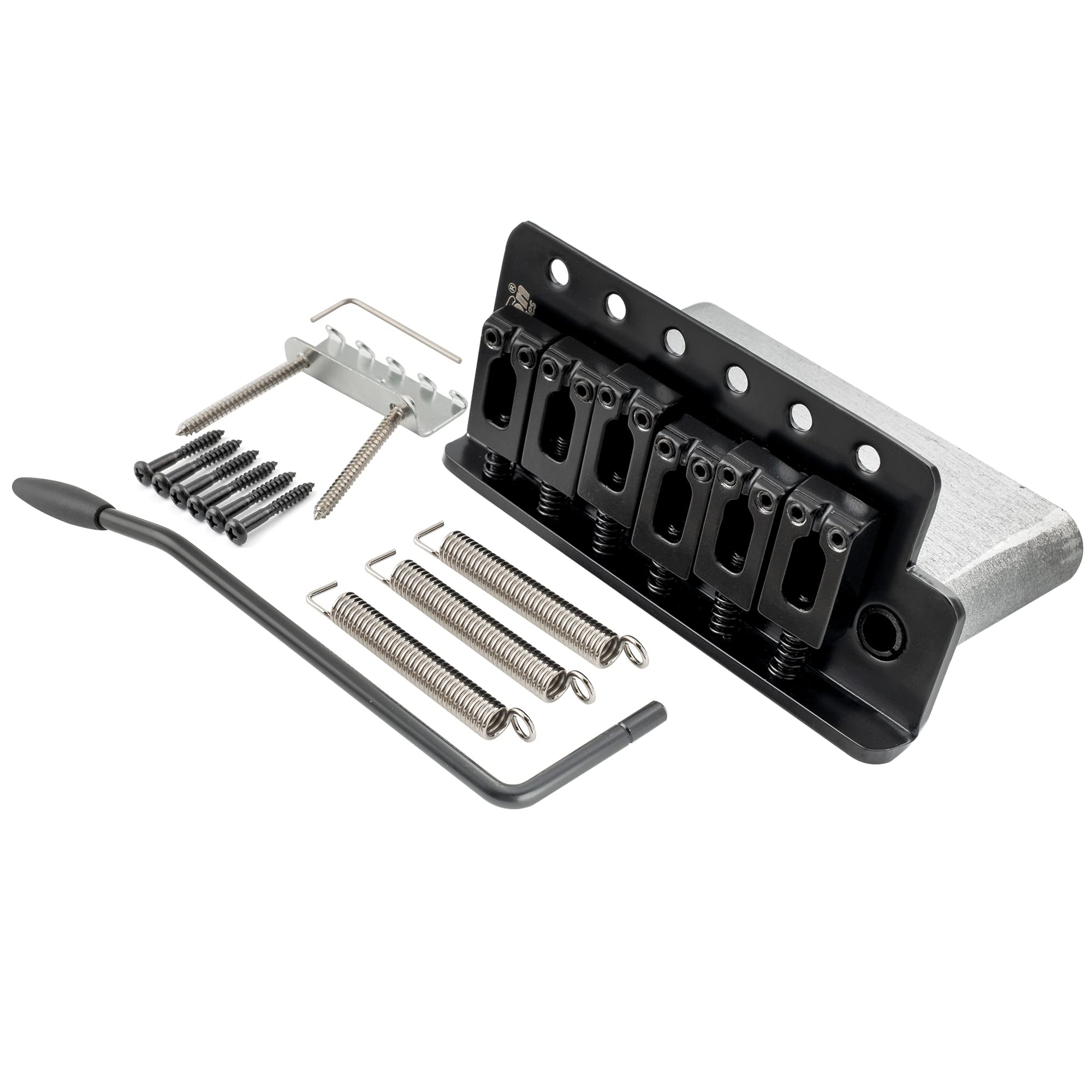 Wilkinson M Series 54Mm (2 1/8 Inch) String Spacing 6 Screw Modern Style Saddle Guitar Tremolo Bridge With Push In Arm 36Mm Bloc