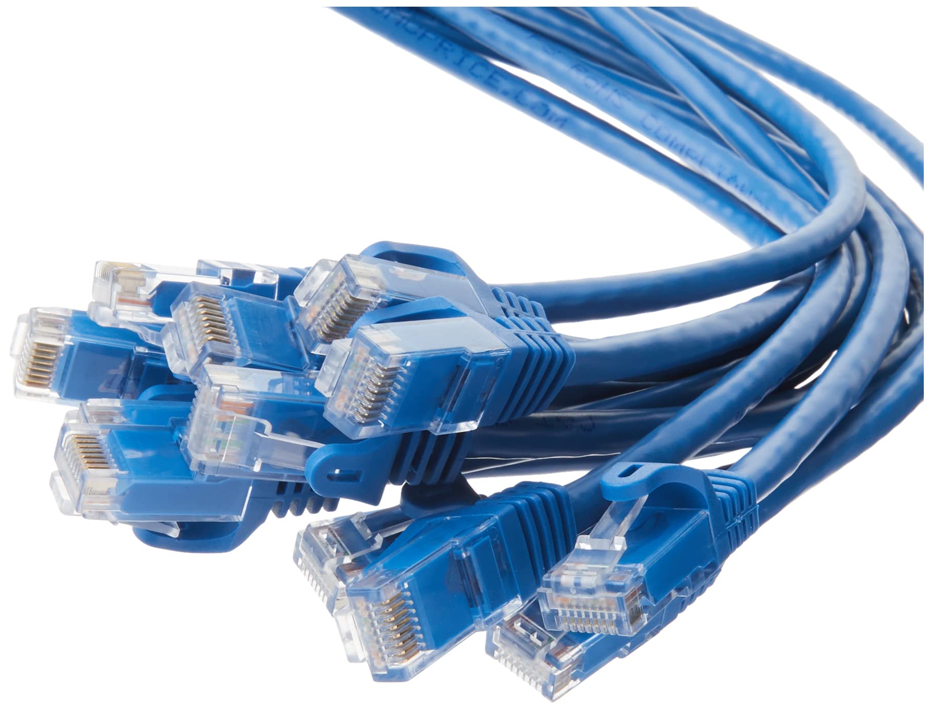 Monoprice Cat6 1Ft Blue 12 Pk Patch Cable Utp 24Awg 550Mhz Pure Bare Copper Snagless Rj45 Flexboot Series Ethernet Cable