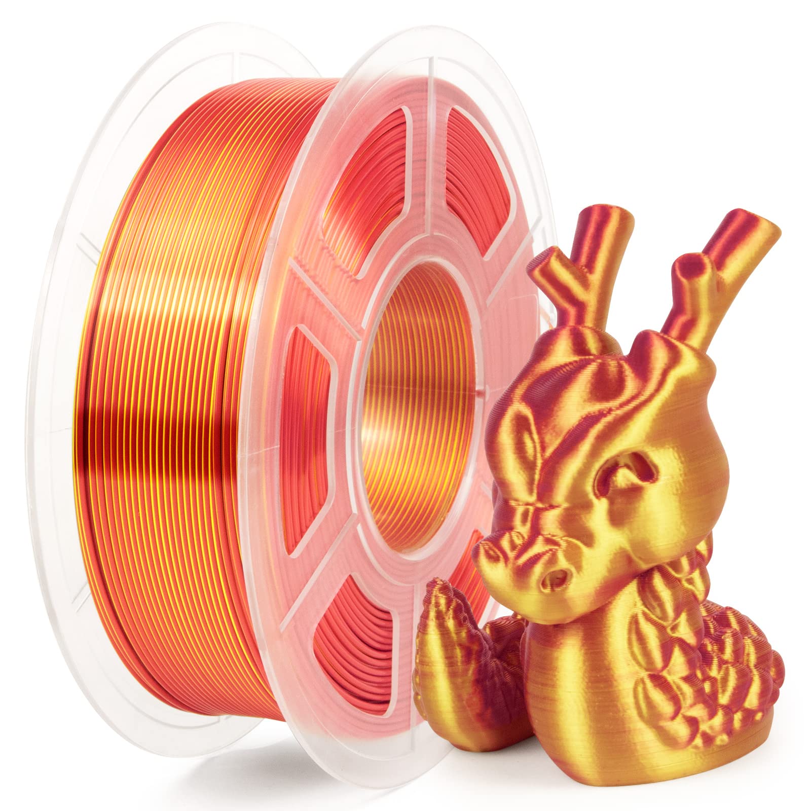 Isanmate 3D Printer Filament, Pla Filament 1.75Mm Dual Color Silk Pla, Silk Gold Red 3D Printing Filament,1 Kg Spool