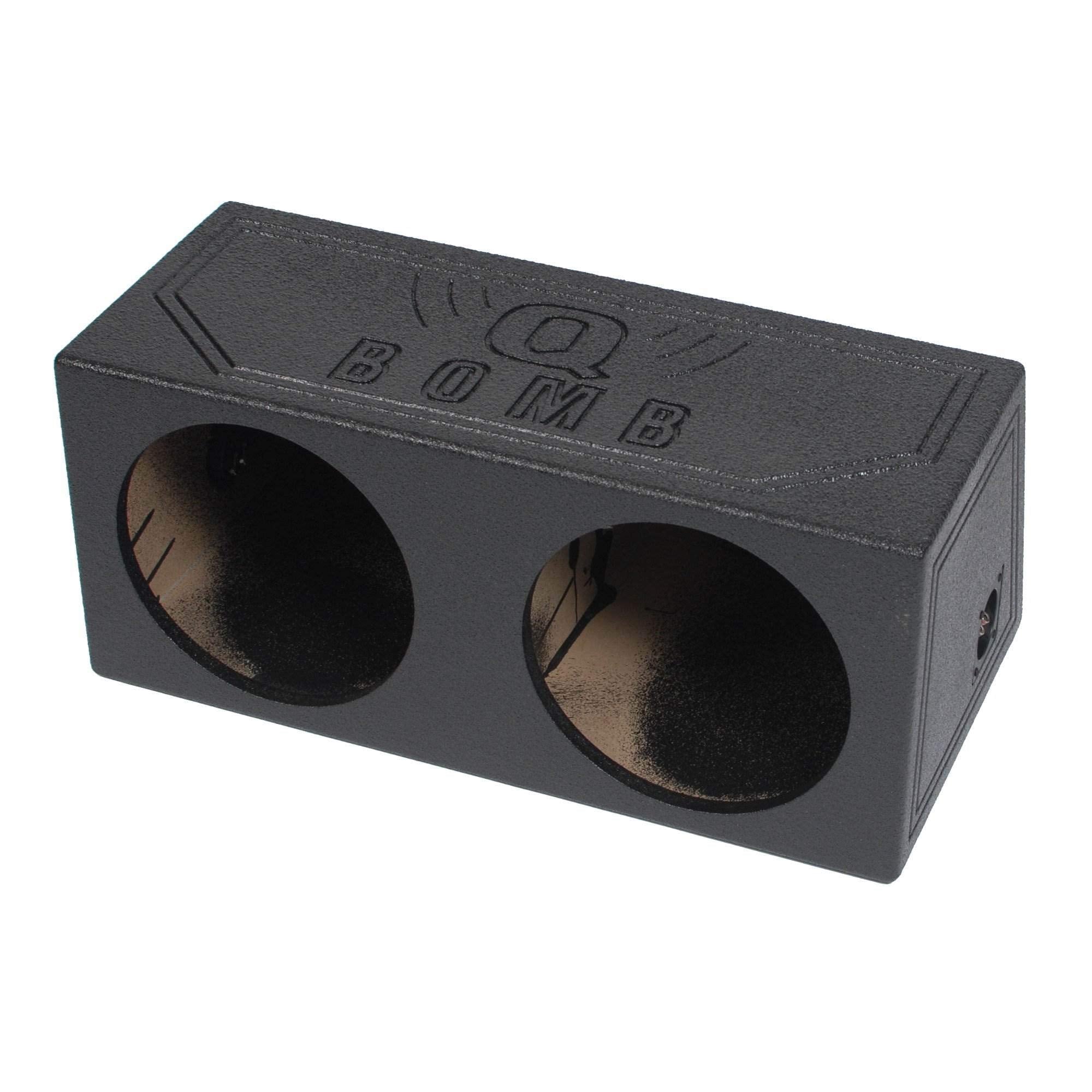 Q Power QBomb QBOMB12S Dual 12" Sealed Subwoofer Box - Black, 30 x 12 x 13.25 inches, Durable Bedliner Spray Finish