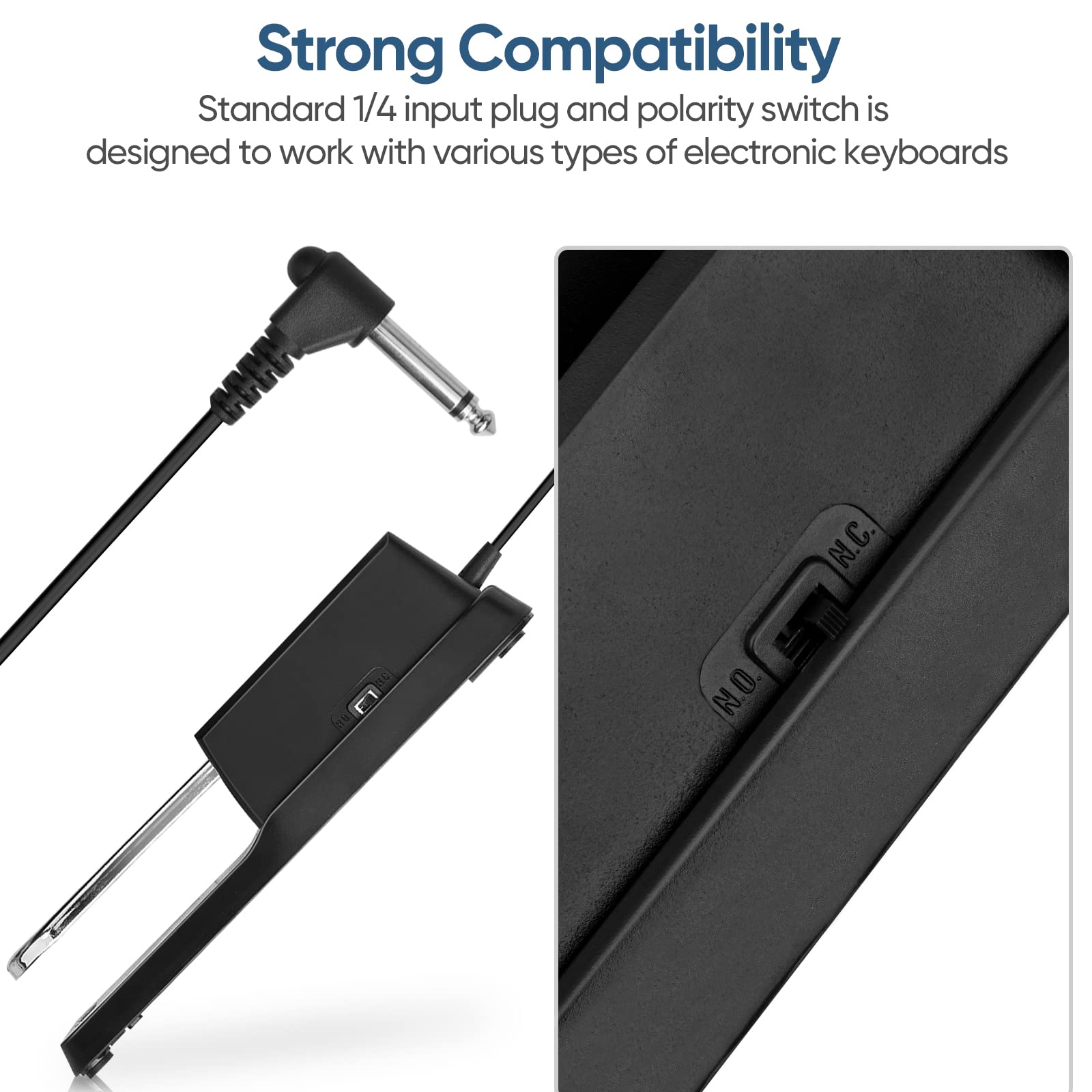 Sustain Pedal Universal With Polarity Switch By Wegrower For Keyboards, Digital Piano, Midi And Synthesizer