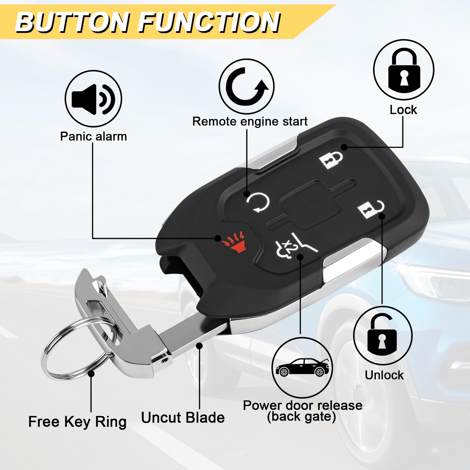 Vurkcy Key Fob Replacement For 2017-2021 Gmc Acadia Push Start Smart Proximity Keyless Entry Remote Start Control, 13508275 Hyq1