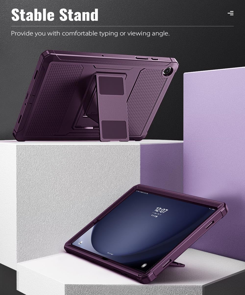 MoKo Case Fit Galaxy Tab A9 Plus 11 Inch 2023 (SM X210/X216/X218), Shockproof Full Body Rugged Stand Back Cover Built in Screen Protector Fit Galaxy Tab A9+ 11' 2023, Dark Purple