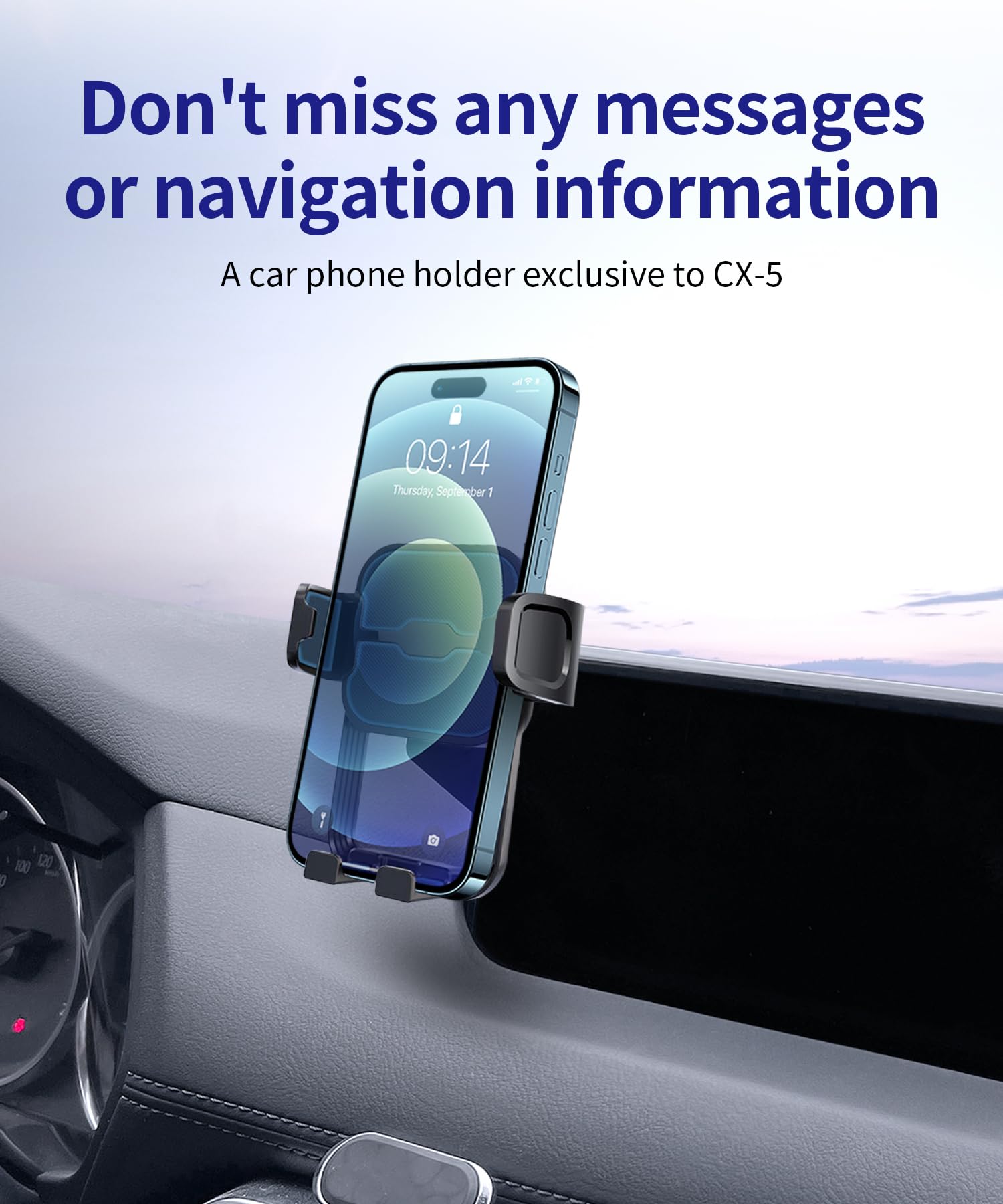 Masergogo Car Phone Holder For 2017-2020 Mazda Cx-5, 360 Rotation, 7 Inch Screen Fixed Clip, Auto Accessories Navigation Bracket