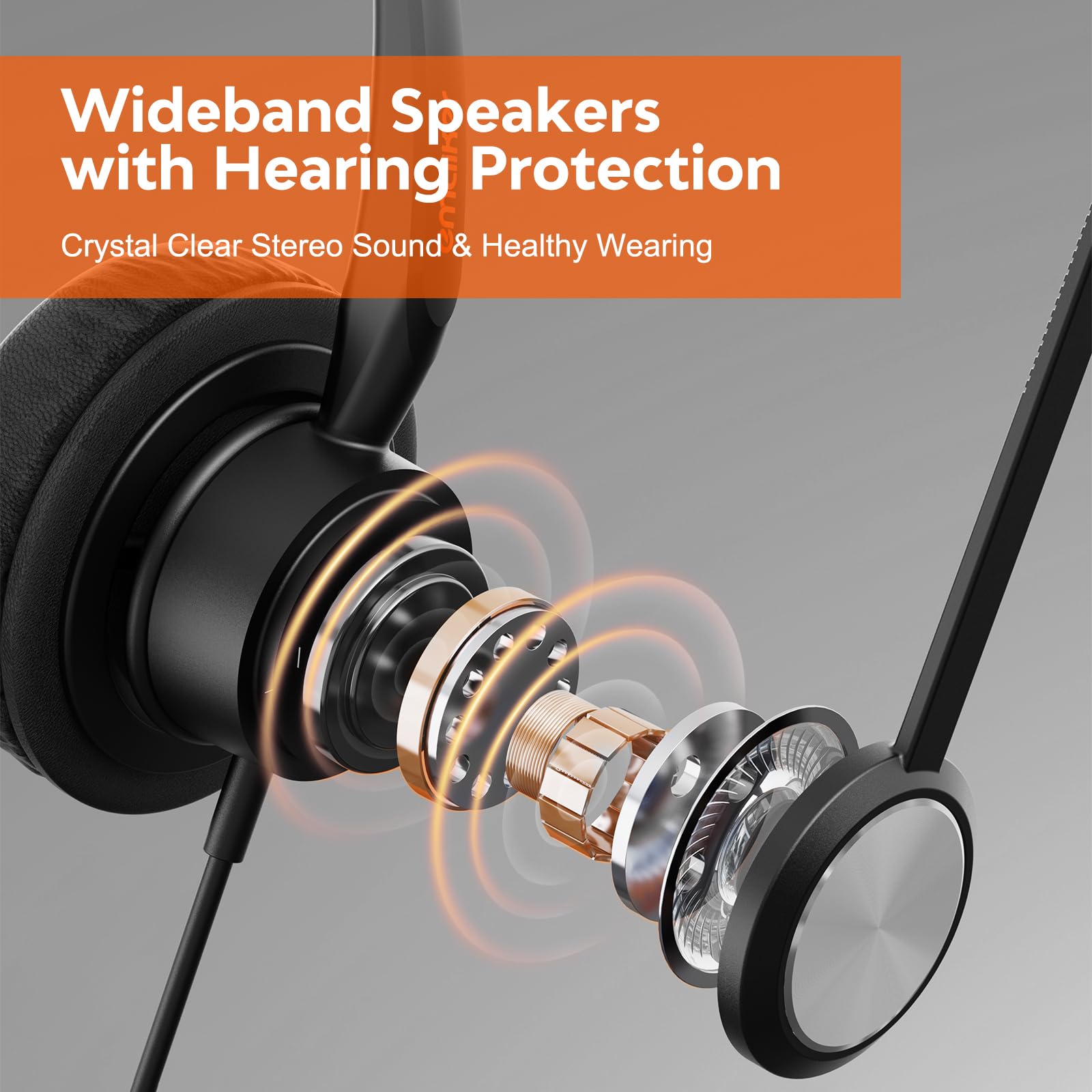 Wired Call Center Desk Phone Headset With Noise Cancelling Microphone & U10P Qd Cable, Office Rj9/Rj11 Telephone Headset Works F