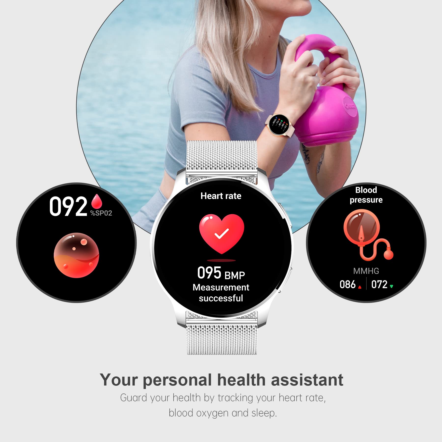 Lefitus Smart Watch For Men Women, Bluetooth Smartwatch Make/Receive Calls, 1.32 '' Touch Screen Waterproof Women Fitness Watch