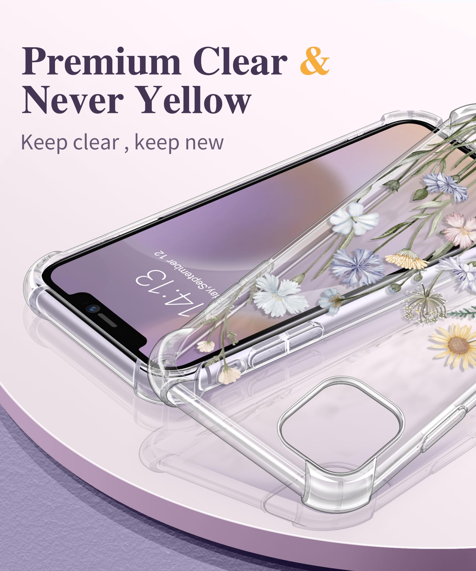 Gviewin For Iphone 11 Case With Screen Protector + Camera Lens Protector, [Not Yellowing] Clear Soft Tpu Shockproof Protective C