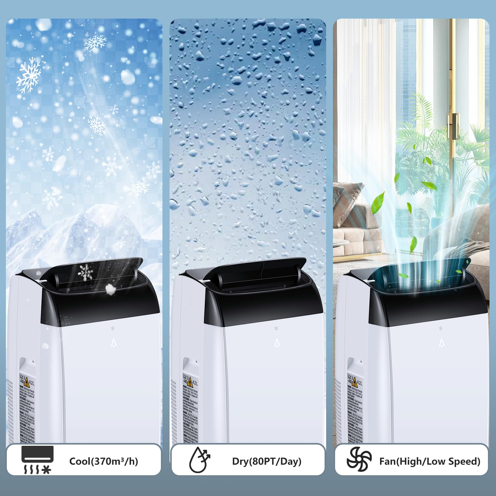 Peacefulhues Portable Air Conditioners, Cools Rooms Air Conditioners Up To 450 Sq. Ft, 12000 Btu Ac Unit, 3-In-1 With Built In D
