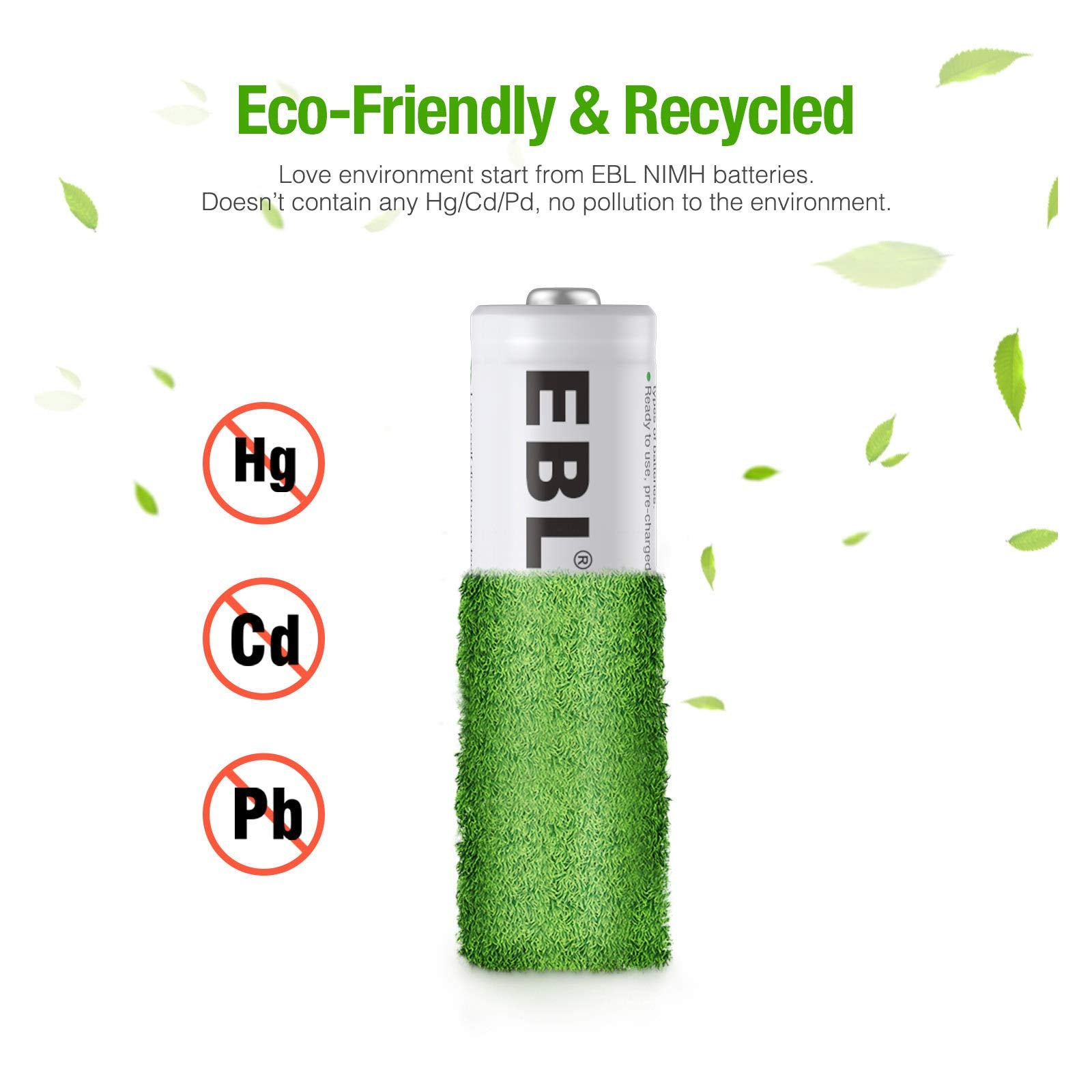 Ebl Aa 2800Mah High Performance Ni-Mh Rechargeable Batteries, 4 Pack