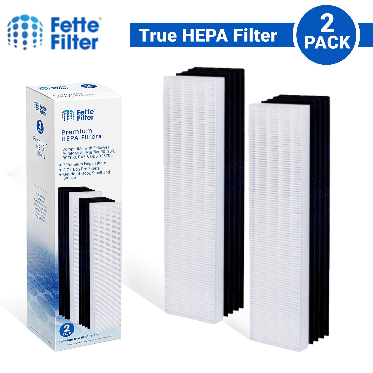 Fette Filter   Premium True Hepa H13 Replacement Filters Compatible With Fellows Aeramax 90/100 Dx5 & Db5 Part # 40101701 928700